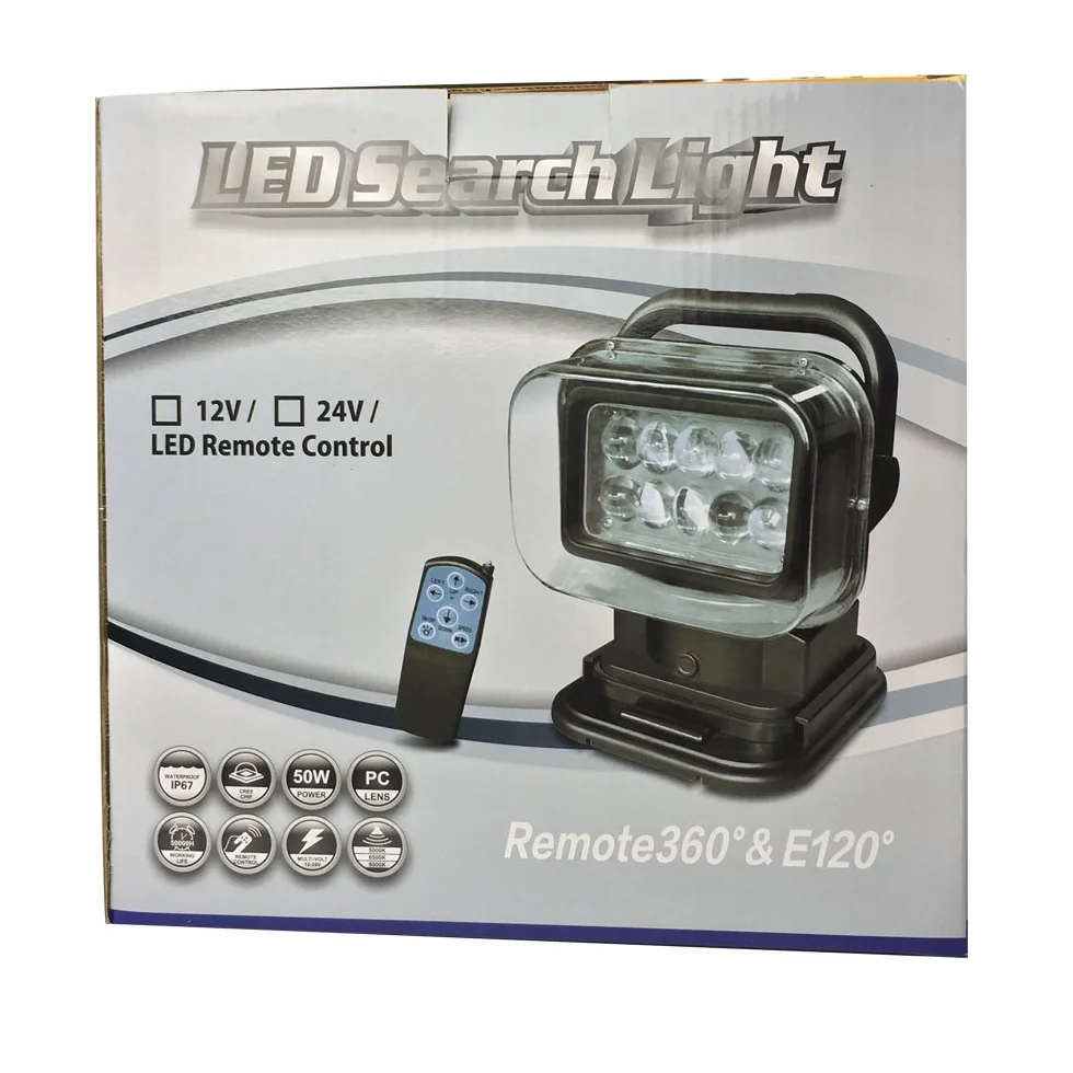 SXMA 50W Led Search Light Control remoto inalámbrico 360 grados de luz de trabajo Luz de lámpara de reflector Base magnética para auto / 4X4 / Offroad/SUV Camping Garden (1PCS)