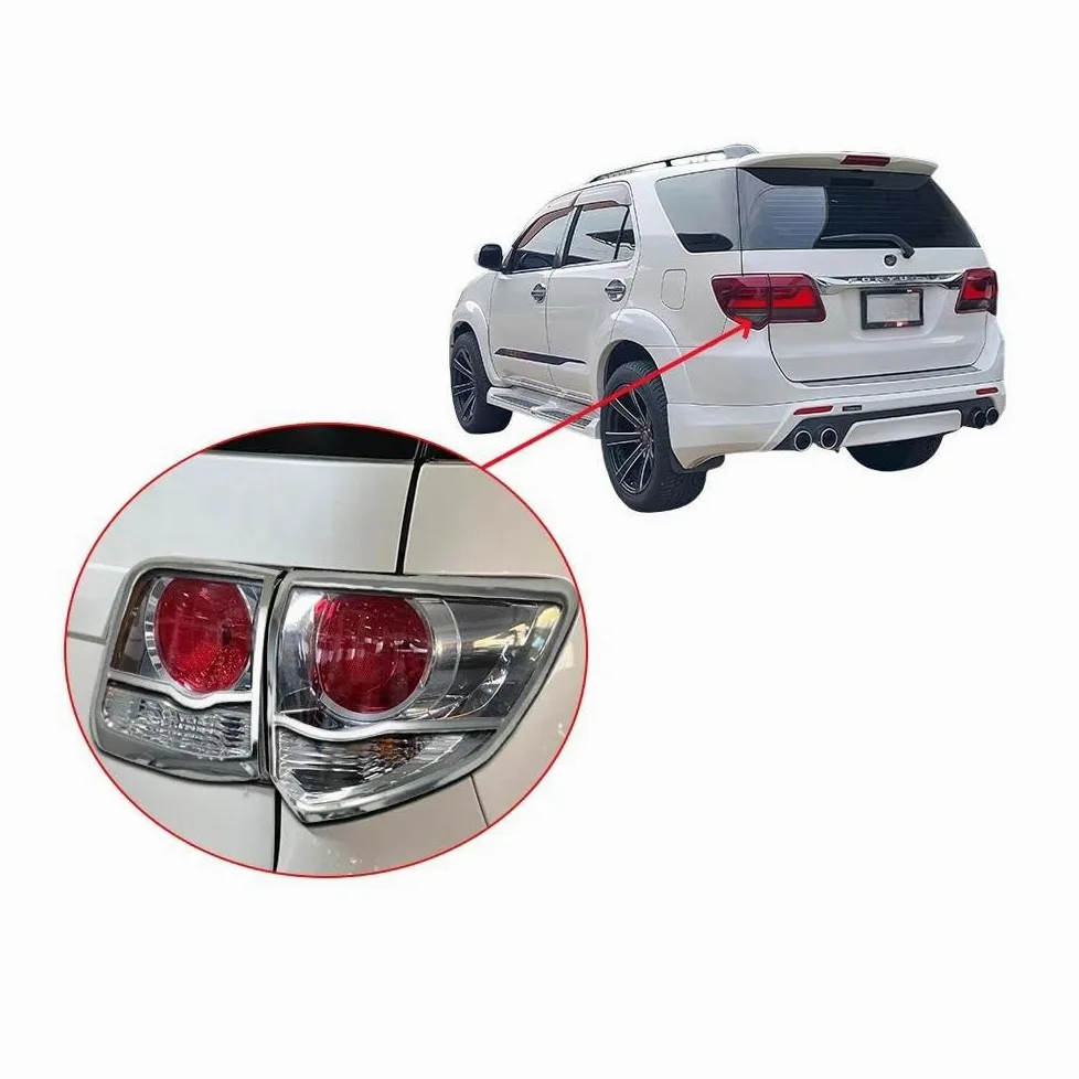 Luz Accesorio Cubierta De Luz Trasera Coche Plateada Abs Embellecedora Para Toyota Para Fortuner 2012-2015 Decoración Exterior Cubierta Protectora