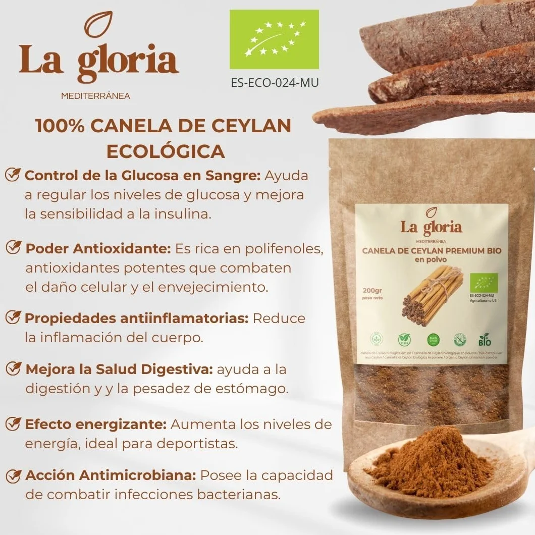 La Gloria Mediterránea Canela de Ceylán en Polvo 200g Ecológica