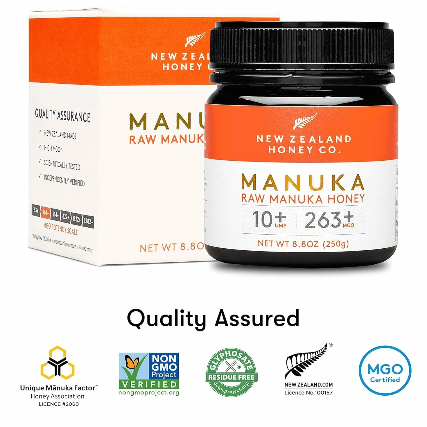 New Zealand Honey Co. Miel de Manuka MGO 263+ UMF 10+ 250g Tarro Cotidiano Miel Monofloral Certificada
