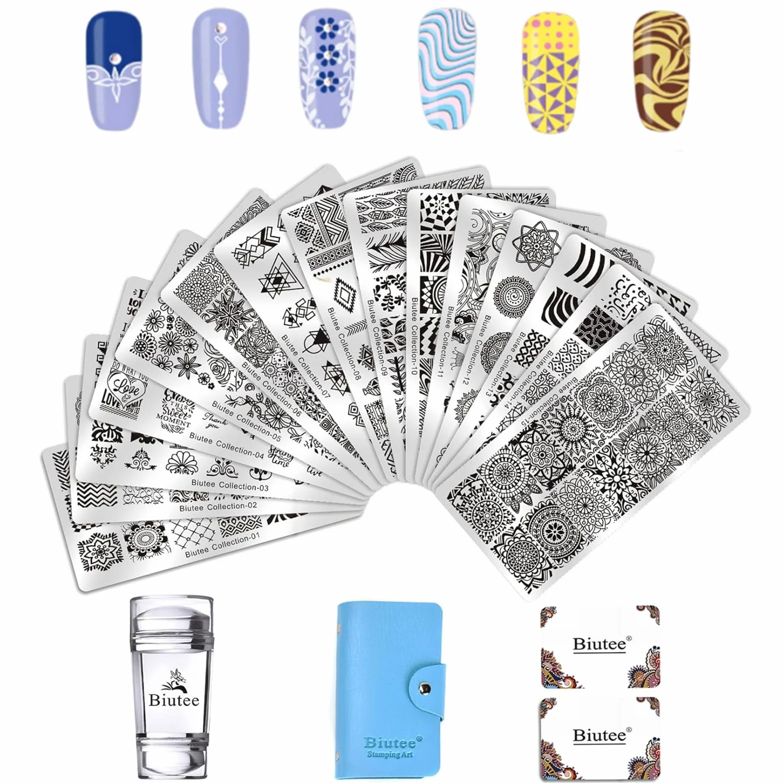 Biutee Nail Art Stamping Placas 19 Uñas Manicura Estampado Plantilla