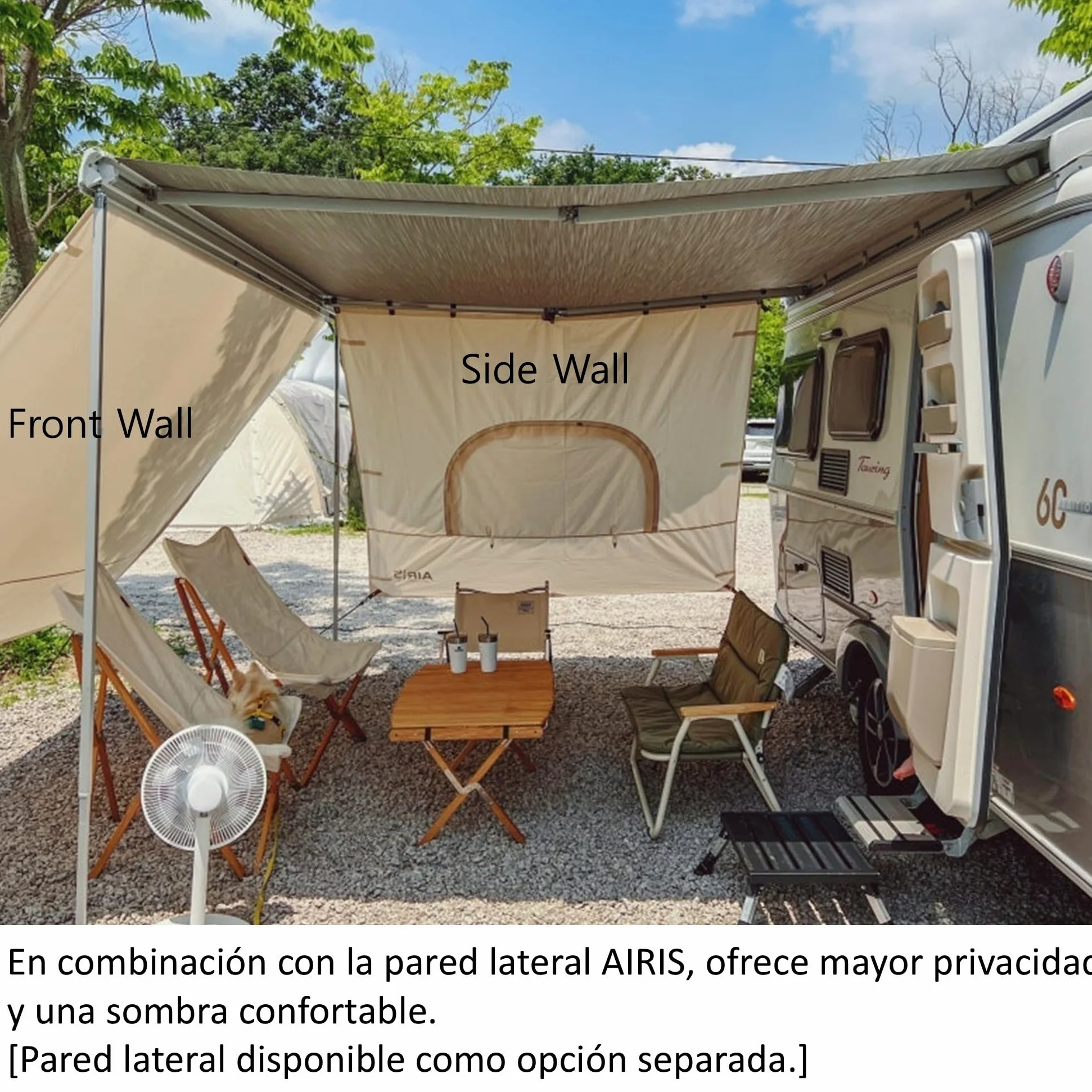 AIRIS - Parasol para autocaravana - Protección eficaz de algodón repelente al agua, fácil de montar, compatible con toldos Thule, Fiamma y Dometic (253 x 185)