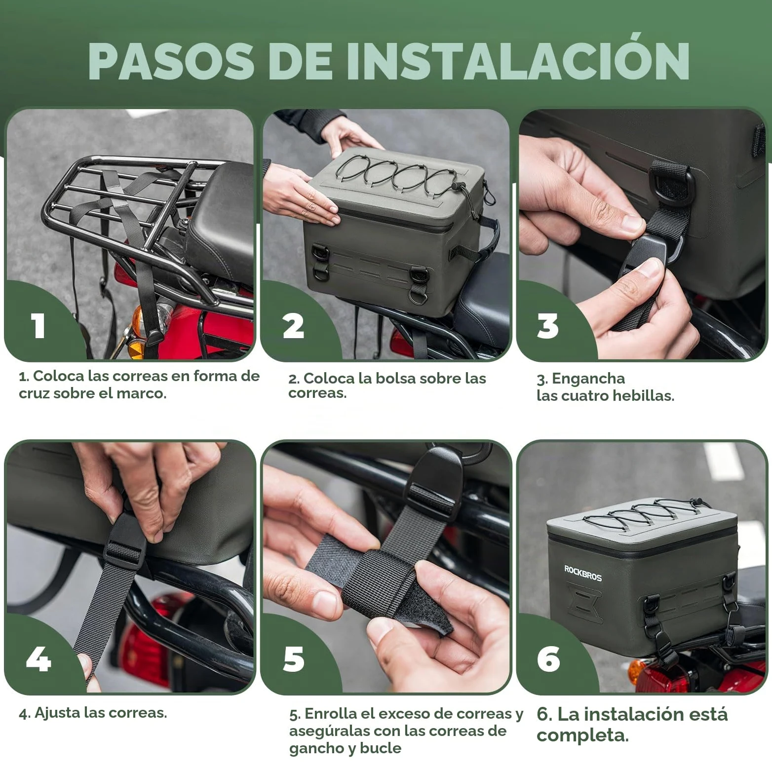 ROCKBROS Bolsa para Asiento Trasero de Moto, Impermaeble Bolsa de Equipaje con Correa de Hombro Ajustable, 13L Maleta para Bicicleta Moto Viaje, Gris
