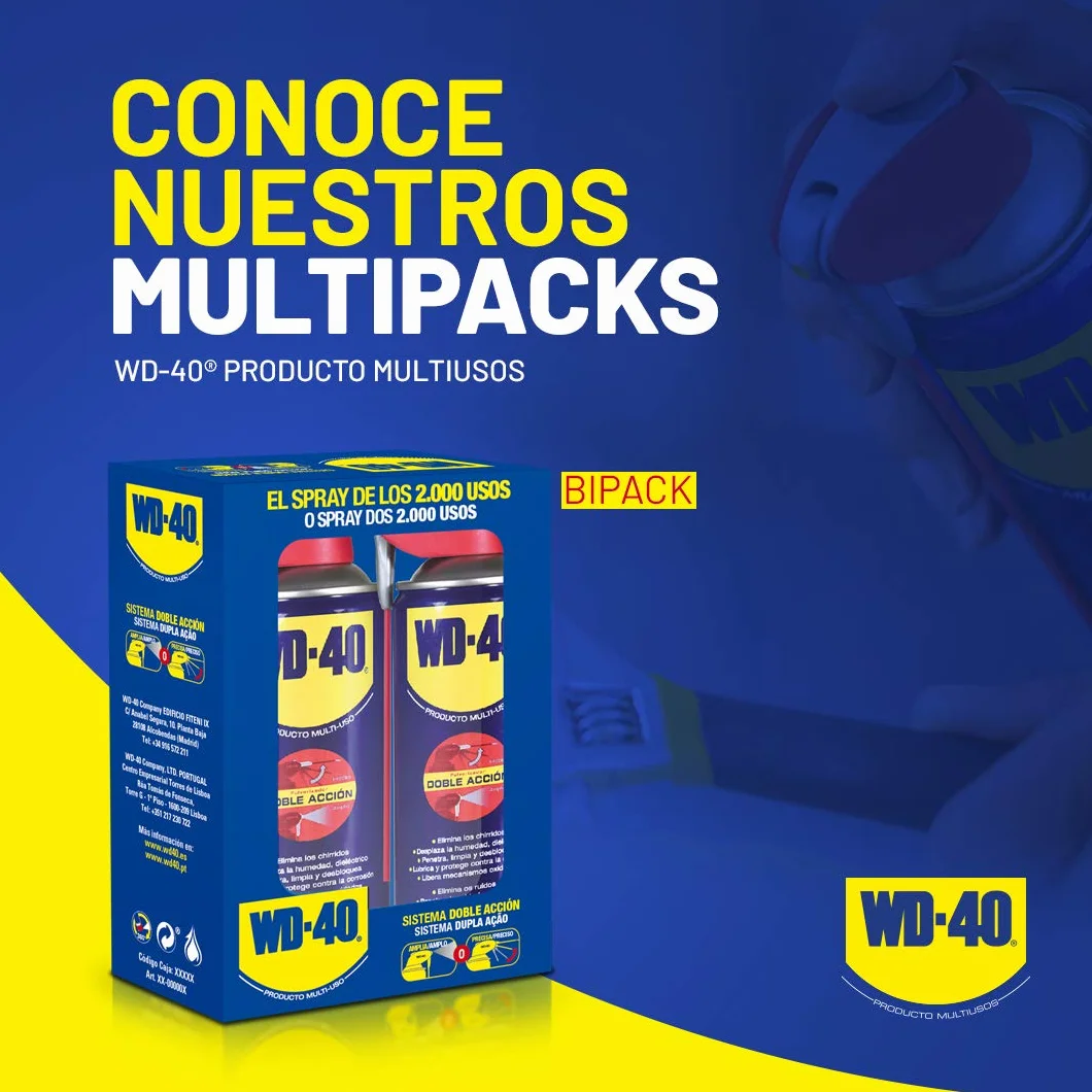 WD-40 Multi-Uso Spray 400ml Lubricante Afloja Protege Óxido Dieléctrico Limpia Metales Plásticos