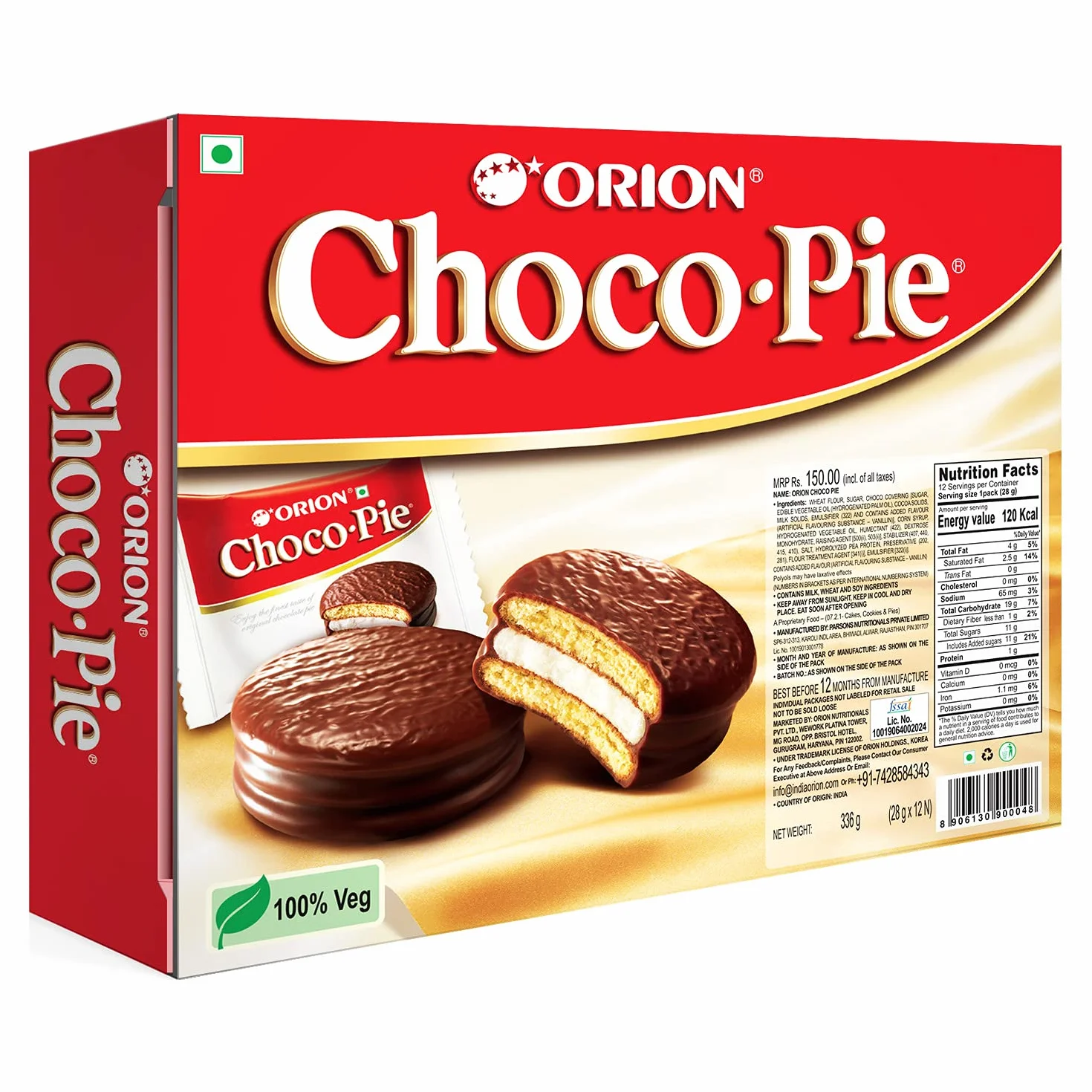 ORION Pastel de chocolate galletas suaves paquete 4 x 12 piezas