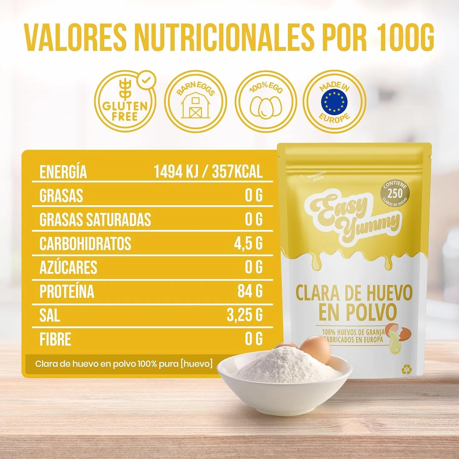 Clara De Huevo En Polvo 1 Kg – Huevos Deshidratados 100% Para Repostería Y Cocina