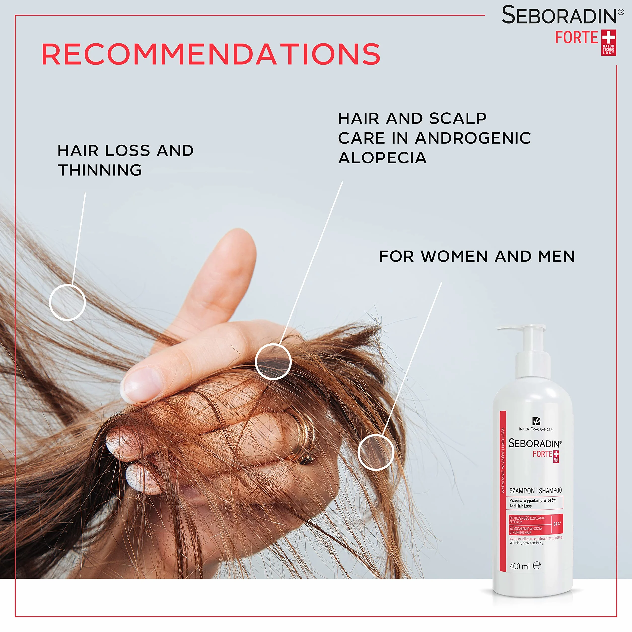 Seboradin Champú Caída del Cabello 400 ML con Vitaminas y Extractos Naturales