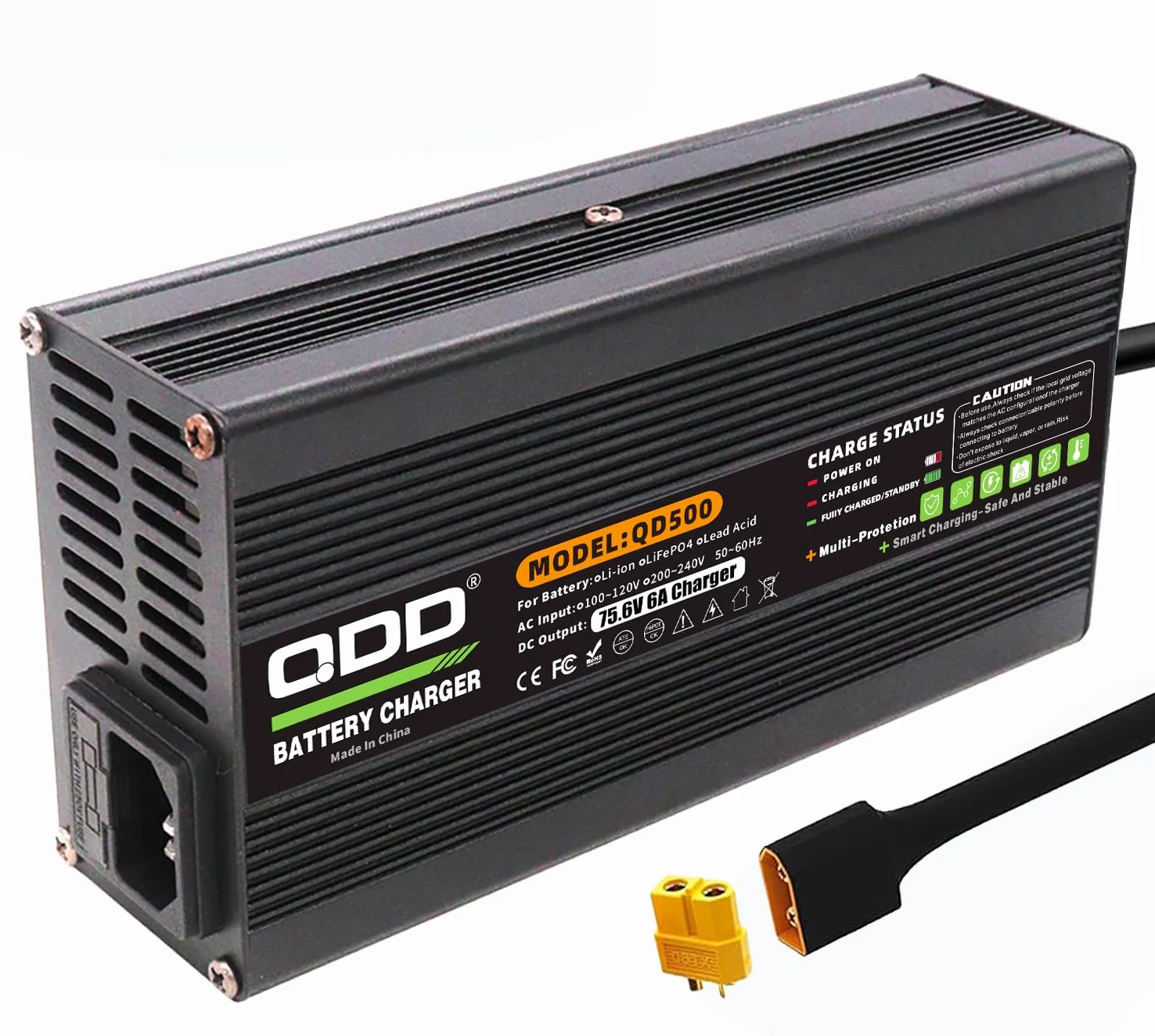 QDD Cargador de batería de iones de litio de 75,6 V, 6 A, salida XT60, conector XT60, se utiliza para batería de iones de litio 18S 66,6 V