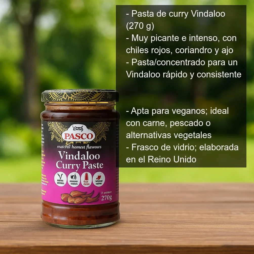 Pasta de Curry Vindaloo muy picante 270 g concentrado de especias para curry indio