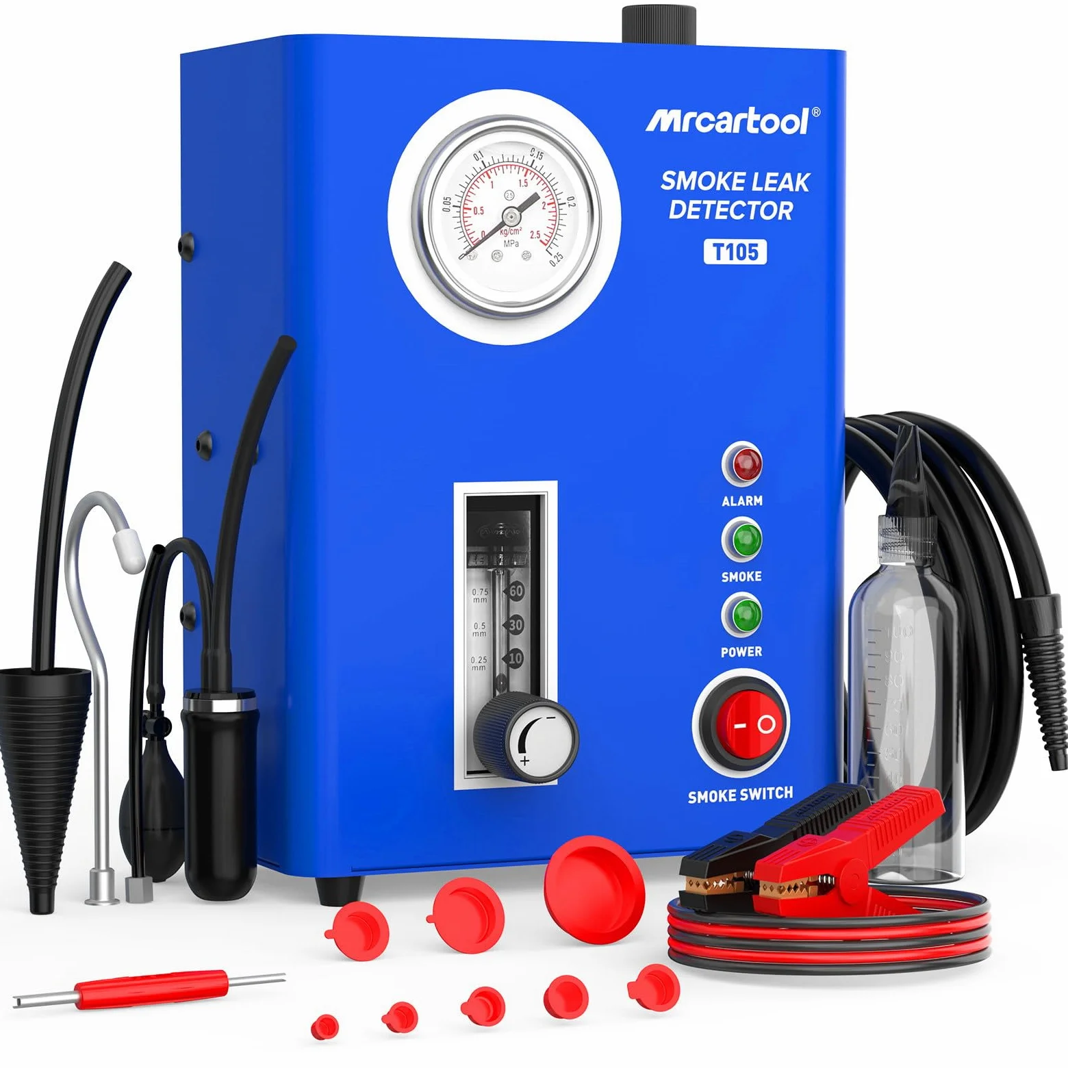 BELEY T105 Detector de Fugas de Humo automotriz con Bomba de Aire integrada, Probador de vacío EVAP con manómetro, para Sistemas de tuberías y carburante, Compatible con Coches, Motos y Barcos