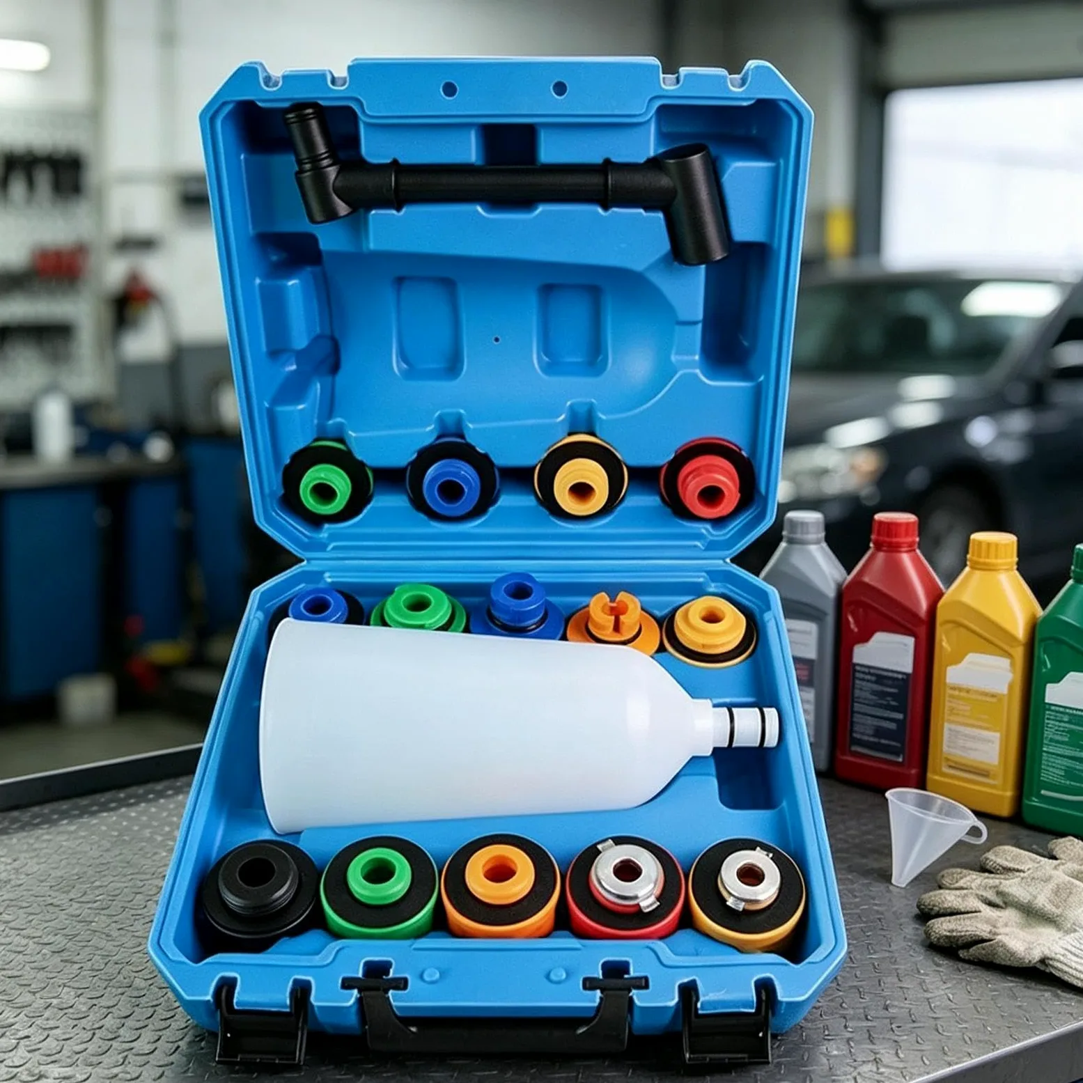 Embudos Automotrices 16 Piezas Llenador Universal Portátil Flexible | Kit llenado refrigerante radiador para coches, camiones, autocaravanas, lavado y reparación