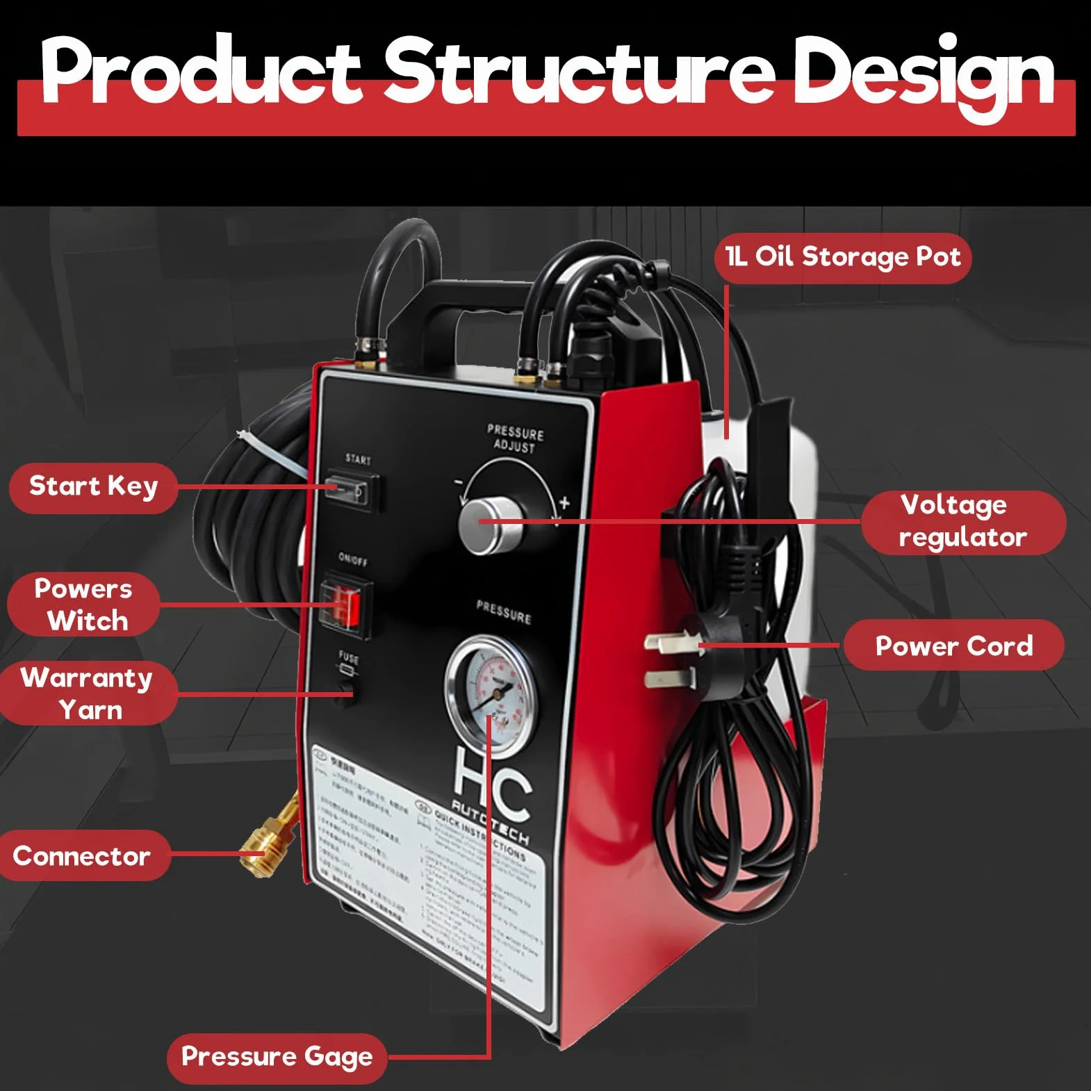 Kit de purga automática de frenos, máquina de intercambio de líquido de frenos, purgador de presión de vacío de 0,6 a 5,0 bares, con adaptador para cilindro maestro de 16 pulgadas. PackageB-Black