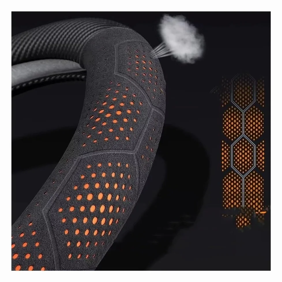 Funda Volante Coche Funda de Gamuza Fibra Carbono para Volante Coche Accesorios para Mazda 3 5 6 para Axela para Atenza CX30 CX5 CX8 CX9 MX5 RX7 BT50