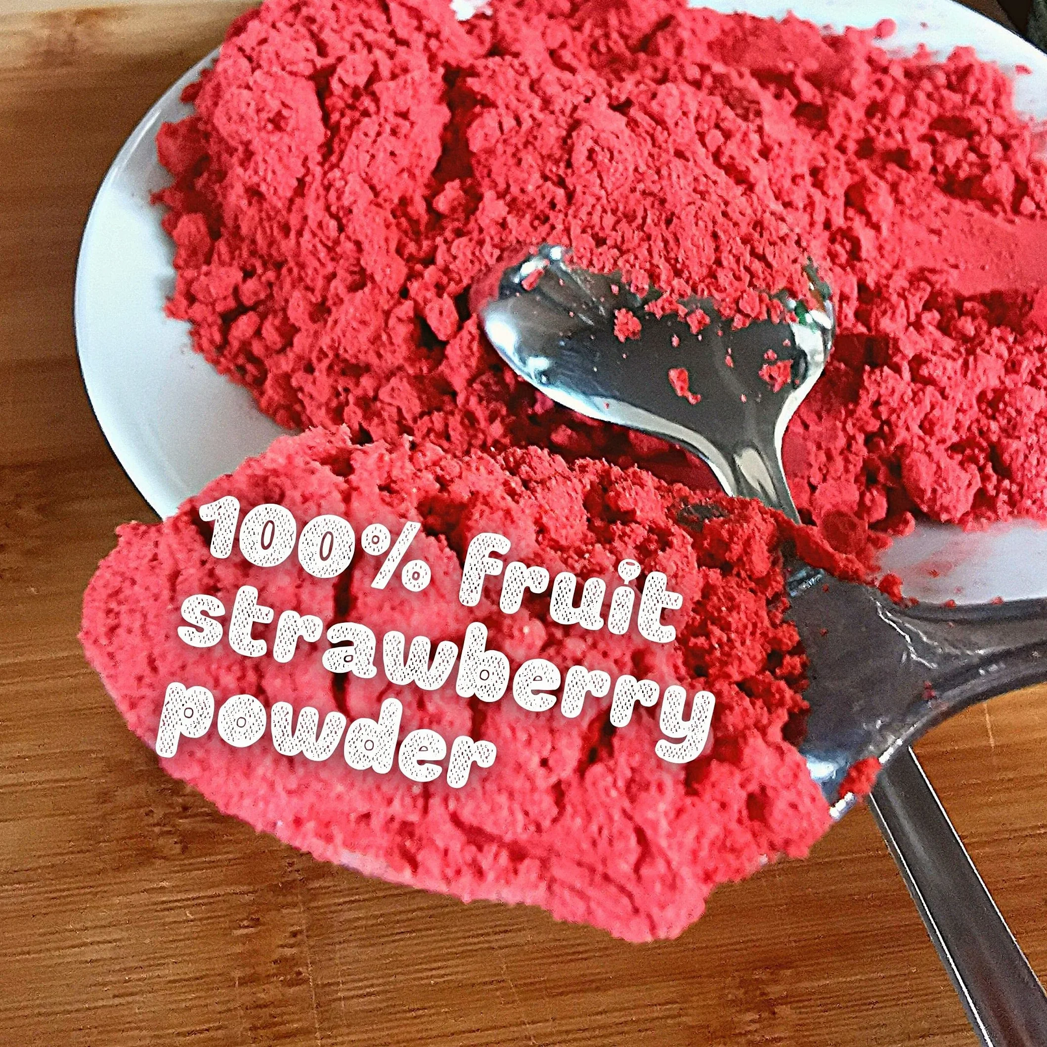 Polvo de Fresa Liofilizada Pura 12:1 Concentrado Freeze Dried Strawberry Fruit Powder 100% Hecho de Fresas Frescas