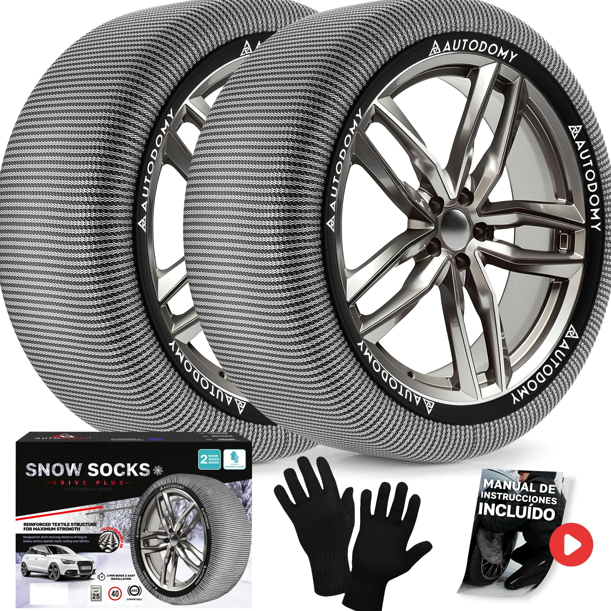 Cadenas Textil Nieve Talla L Compatible con Cualquier Neumatico Fundas Ruedas Homologadas Rapido Instalar sin Herramientas