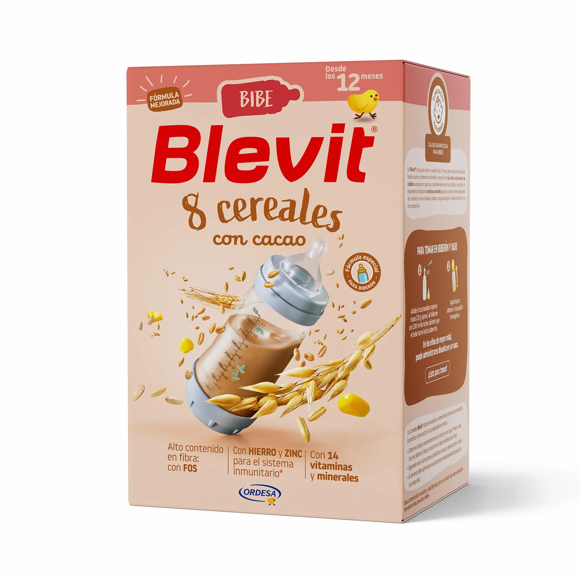 Blevit Bibe 8 Cereales con Cacao 500g Papilla para Bebé 12 meses 14 Vitaminas y Minerales
