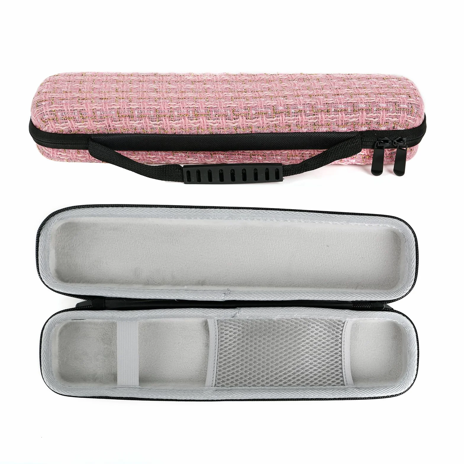 Portátil bolsa de almacenamiento EVA para plancha de pelo, carcasa rígida maleta doble cremallera