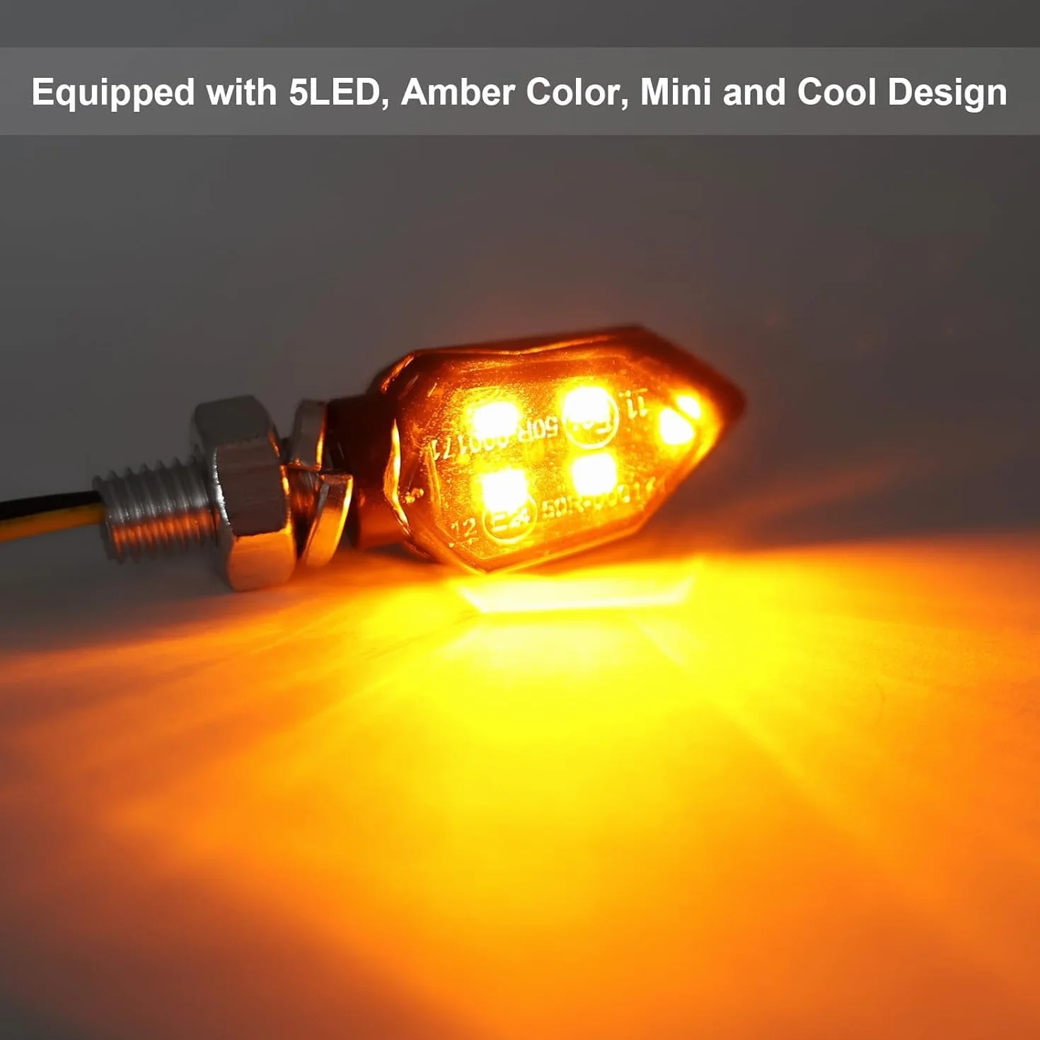 Intermitentes Moto Homologados,E24 12V M8 5LEDs Cuentas MiNi Indicadores Universal para Motocicletas,Impermeables IP65,E-MARK,Para Motos De Calle y Scooters,Accesorios,Para Moto (2 Piezas)