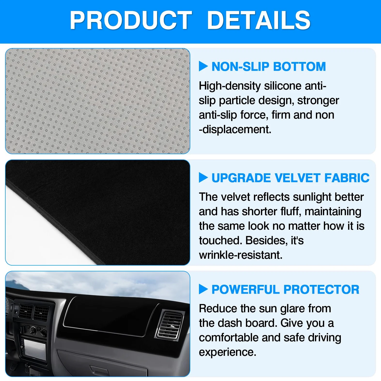 Autorder Alfombrilla de Cubierta de salpicadero para Toyota Tacoma 1998-2002 2003 2004, Accesorios para salpicadero, Protector de Rayos UV