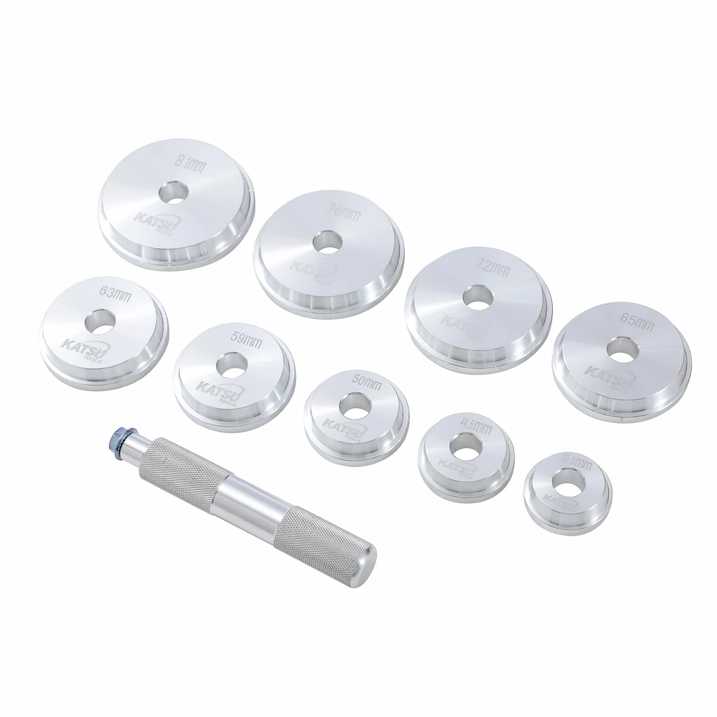 KATSU 10PCs Herramientas de Aluminio para rodamientos de Eje y Sellado con Funda de Transporte, Kit Universal para Rodamientos de Ruedas de Coche Arrancador Extractor 450757A