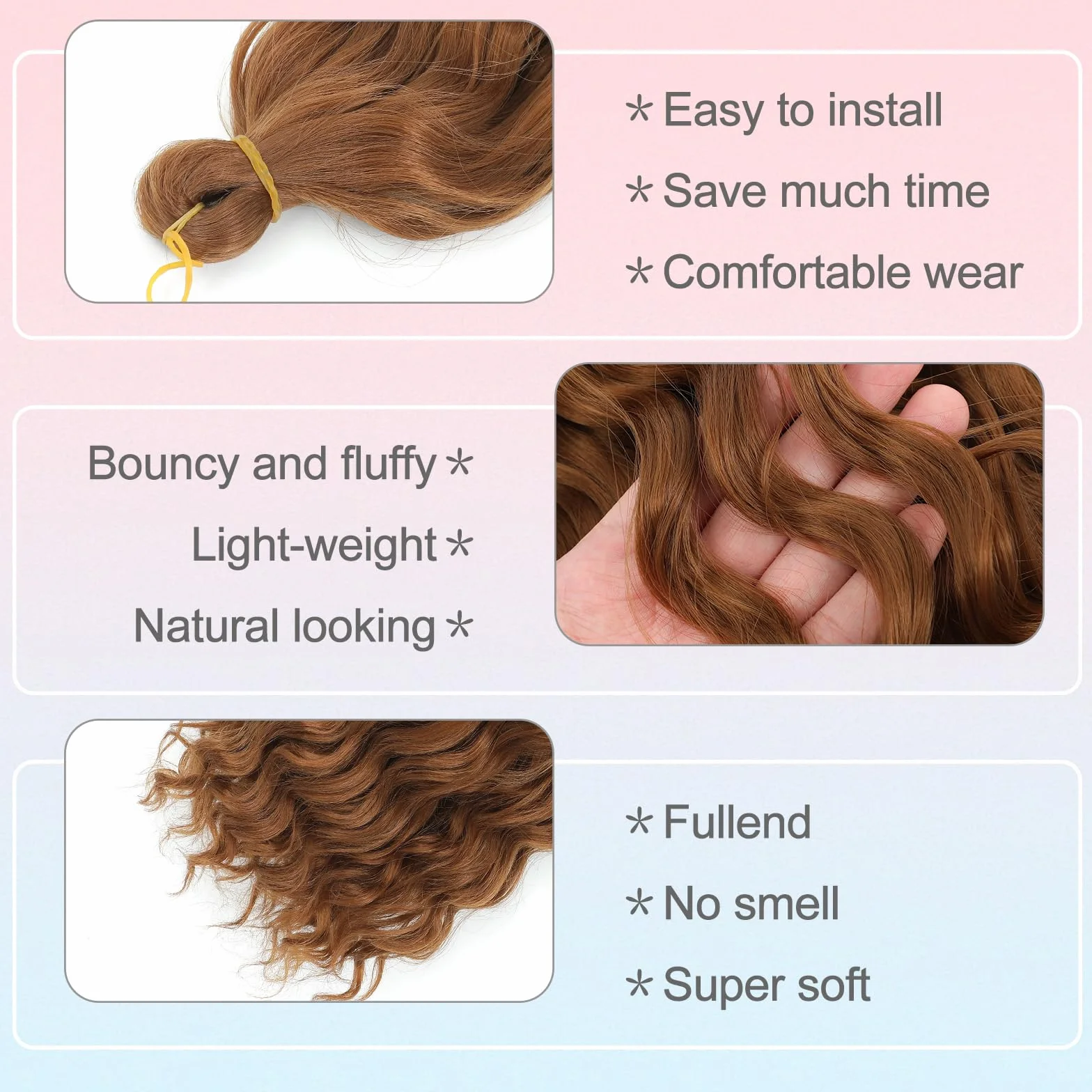 MLETULIPS Extensiones de pelo trenzado rizado, trenzas de crochet de onda profunda