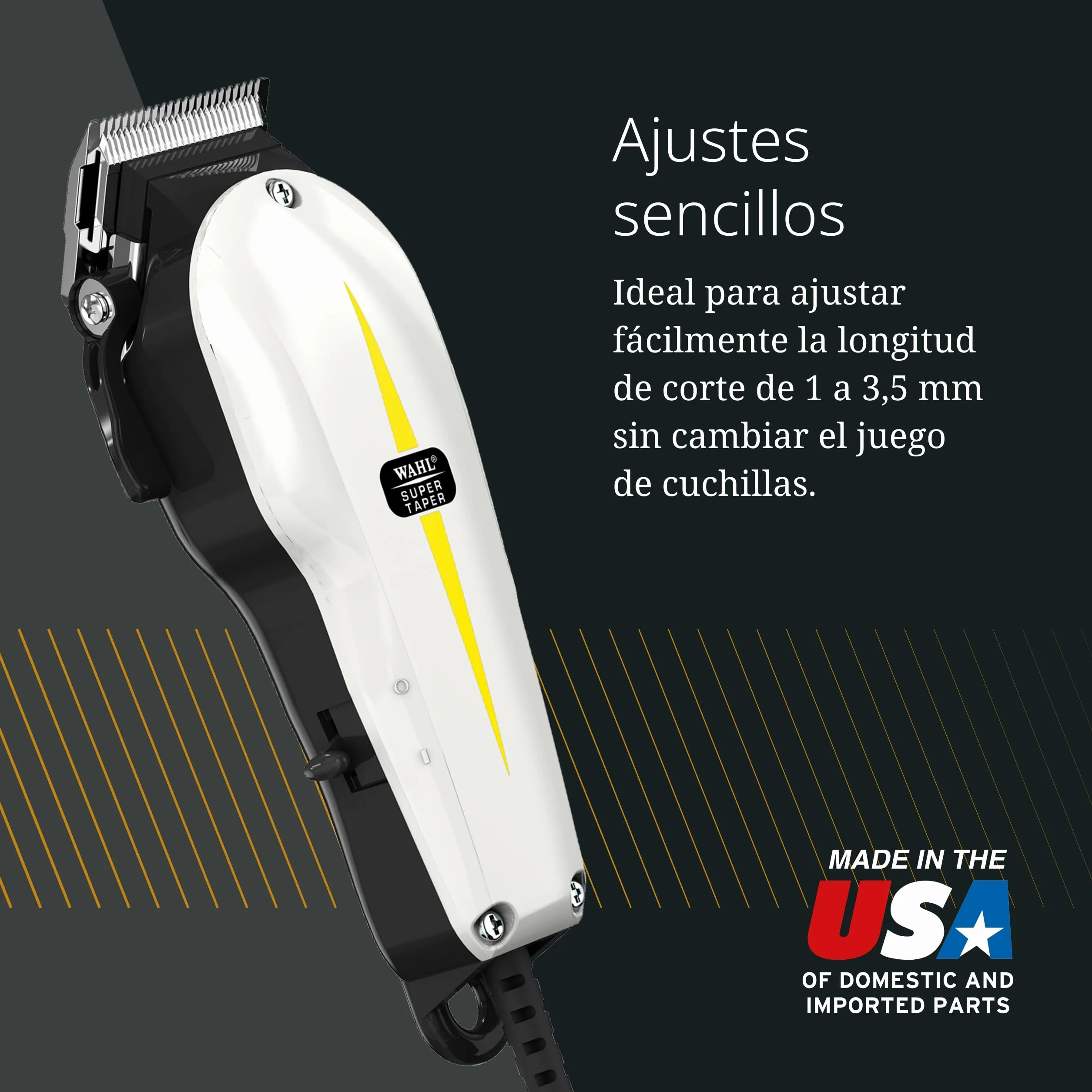 Wahl Super Taper Maquina Cortapelos Cuchillas Cromadas Corriente Alterna Blanco