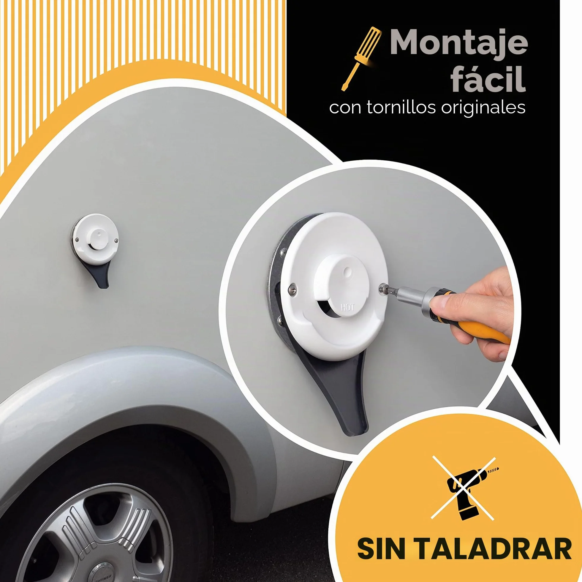 Villkin - Desagüe de condensación (2 unidades) para autocaravana compatible con calefacción Truma (distancia entre orificios de 96 mm) – Desagüe para cubierta de chimenea de caravana