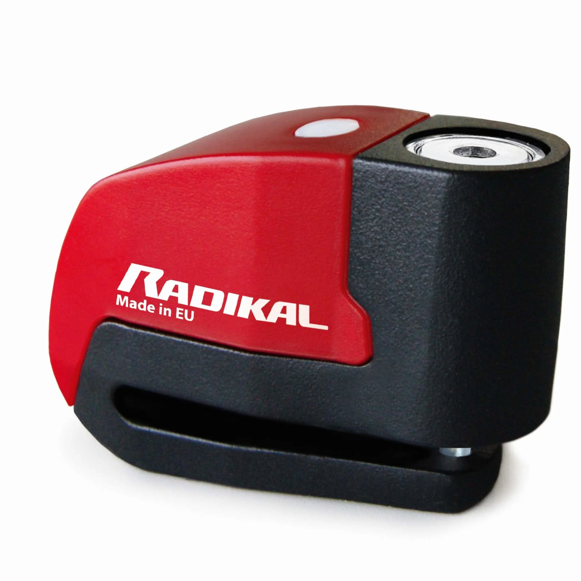 RADIKAL RK6 Candado Moto Disco Alarma 120db, Boton ON, Warning Avisador, Módulo Remplazable Impermeable, Pila CR2 Larga Duración, Antirrobo Pinza Freno Universal para Motos Scooter Bicicleta Patinete