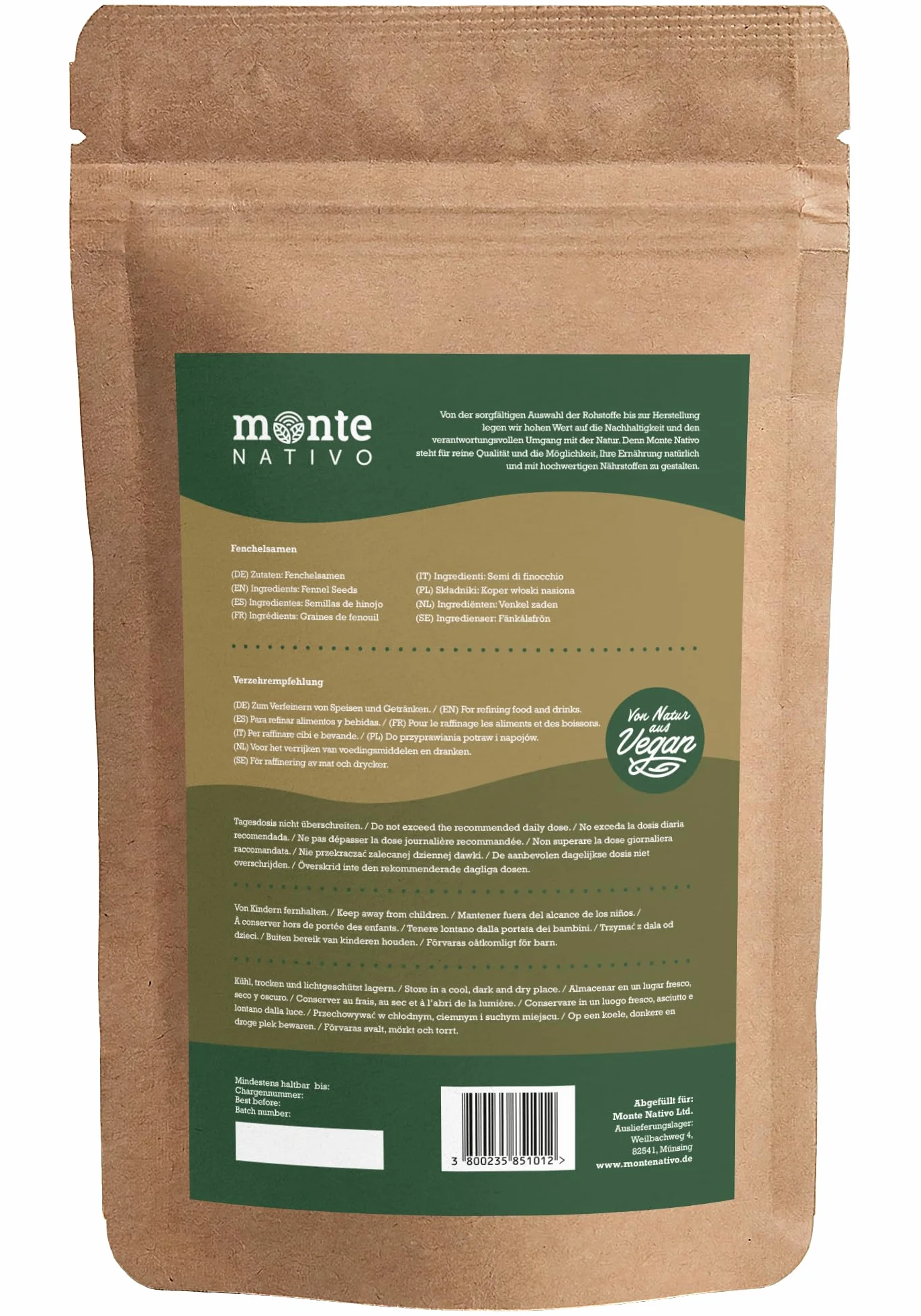 Semillas de Hinojo Monte Nativo 500g - Especias secas para Té y Cocina
