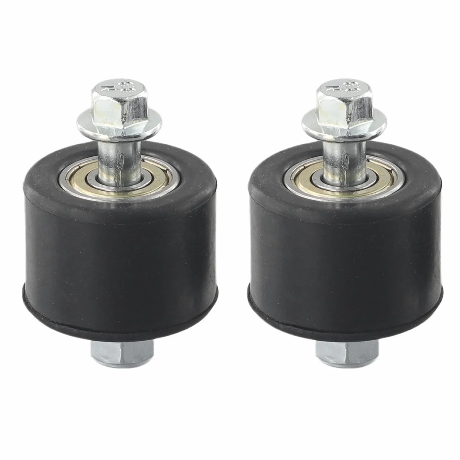 2 rodillos de cadena de motocicleta de 8 mm para YFM350 YFZ350 para BANSHEE, rueda guía superior inferior con pernos y juntas, material de goma, color negro
