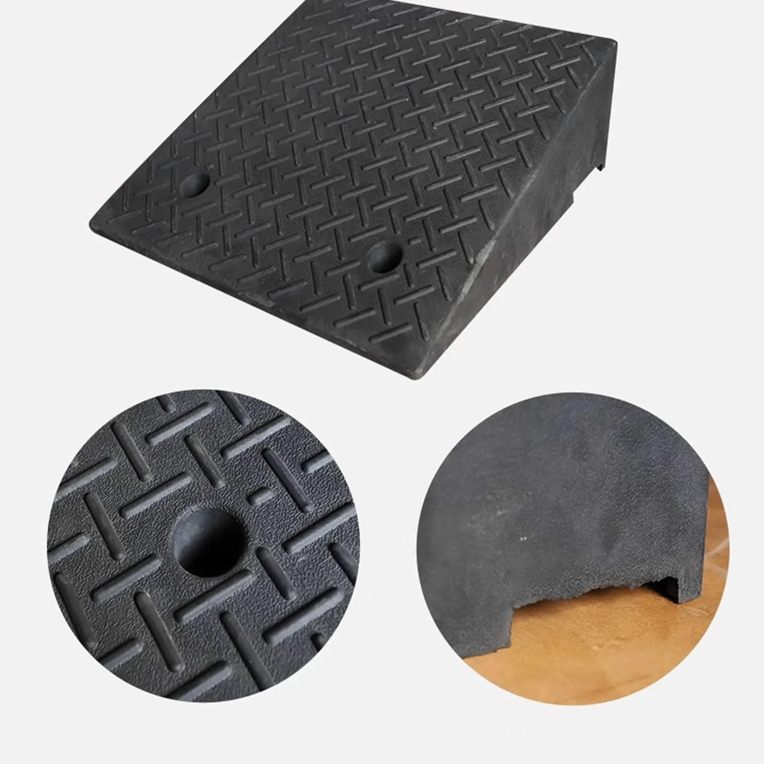 Rampa De Bordillos De Fibra De Goma, Rampa De Entrada, Rampas Portátiles para Escalones, Rampas De Umbral para Vehículos con Usos Múltiples, Negro