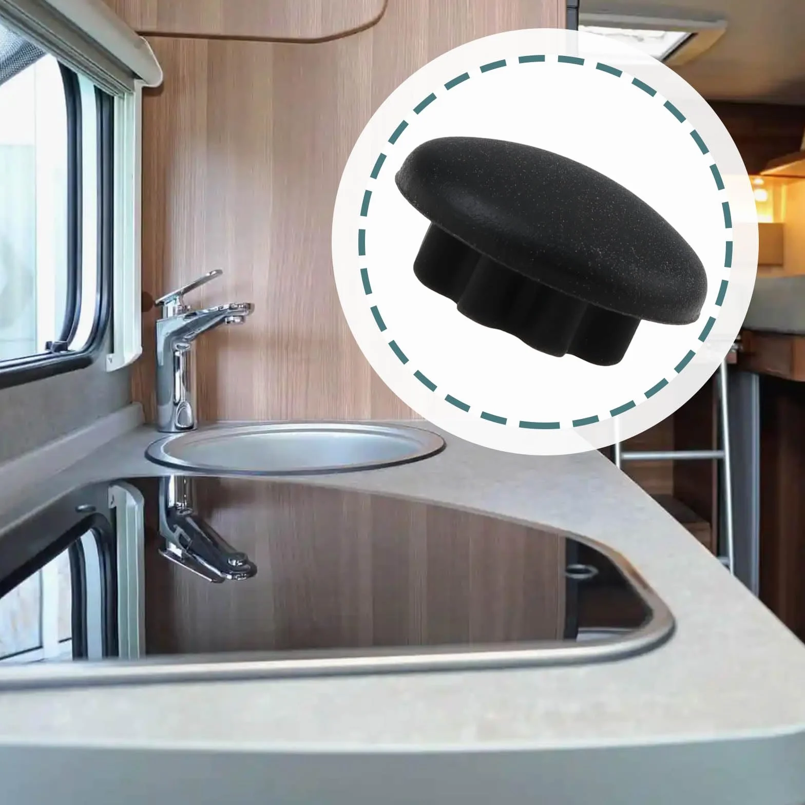 OTOTEC 4 Tapas de Rosca de Goma Compatible con SMEV Compatible con Dometic 44990001271 para Fregadero Vitrocerámica Cocina Lavabo Caravana