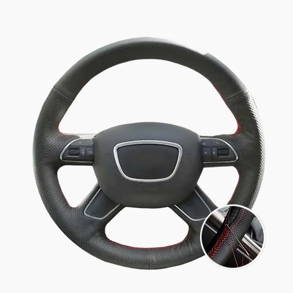 Funda para Volante de Coche de Microfibra PU para Q7 Q3 Q5 A4 B8 2014 2015 A6 C7, Accesorios Interiores.