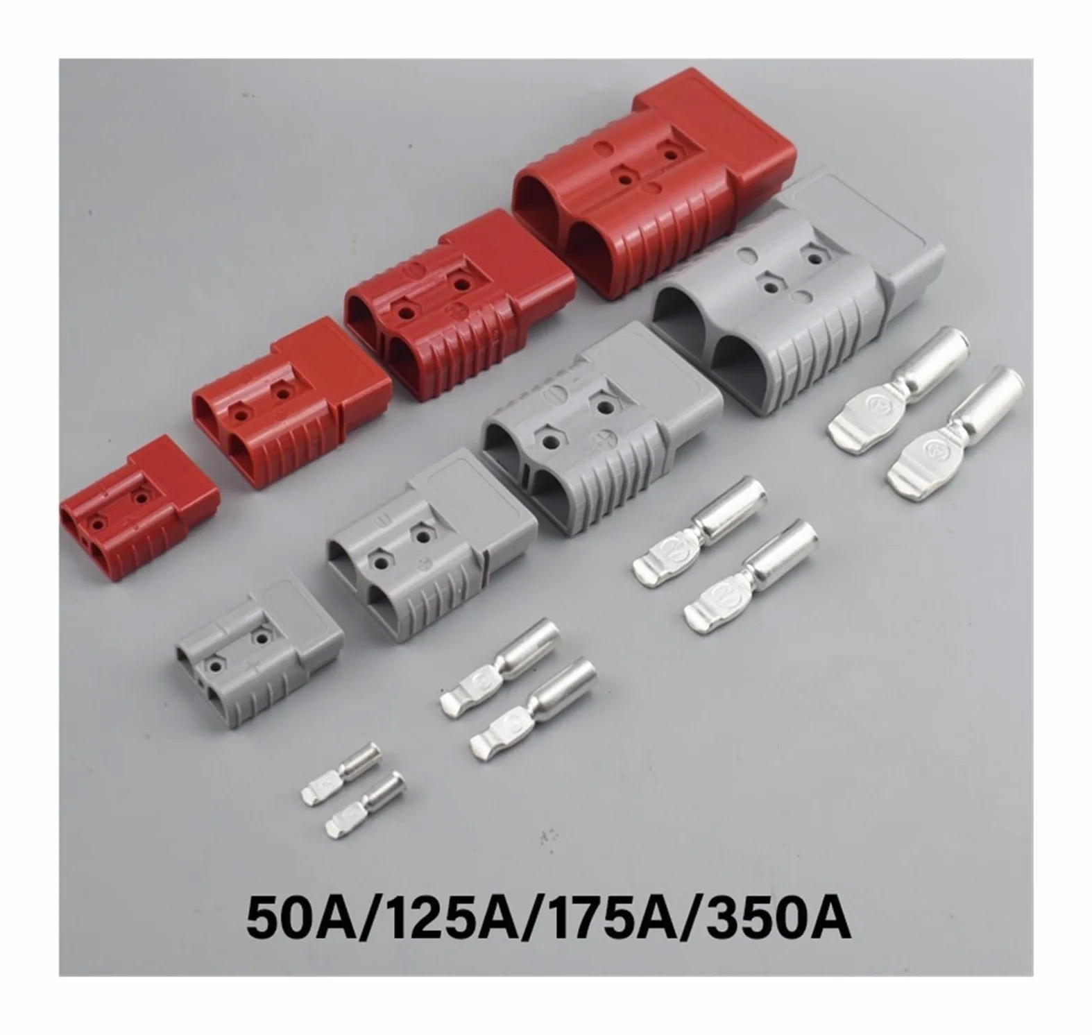 2Uds 50A 120A 175A 350A conector de carga de batería 600V enchufe de alimentación rápida de alta corriente for batería de coche eléctrico, CableSolar(2PCS grey 350A)