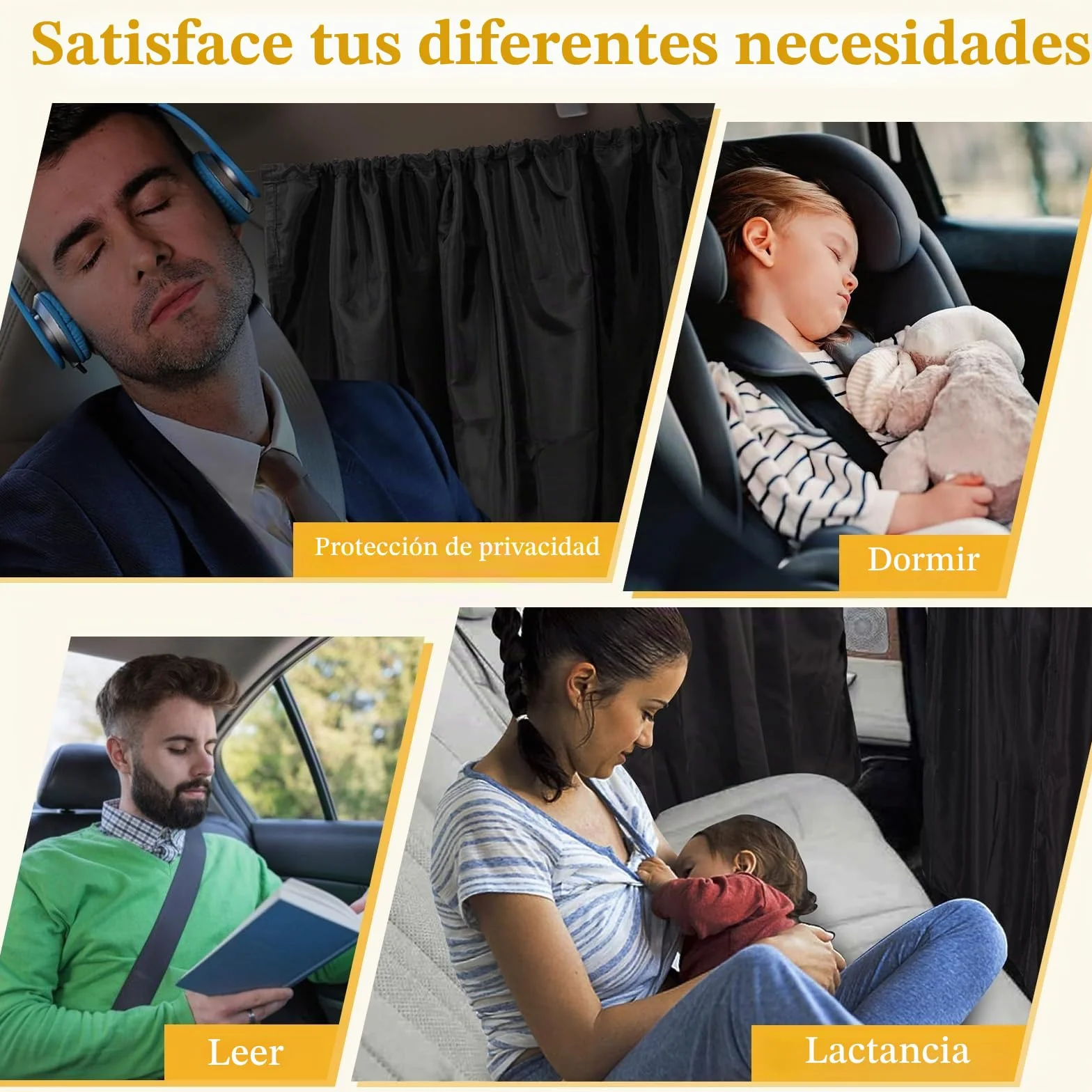 HEKOBAG Cortinas divisoras de privacidad para coche, 180 x 100 cm, cortina opaca de doble capa para asiento de coche, cortina de división delantera y trasera, divisor extraíble para coche y camping