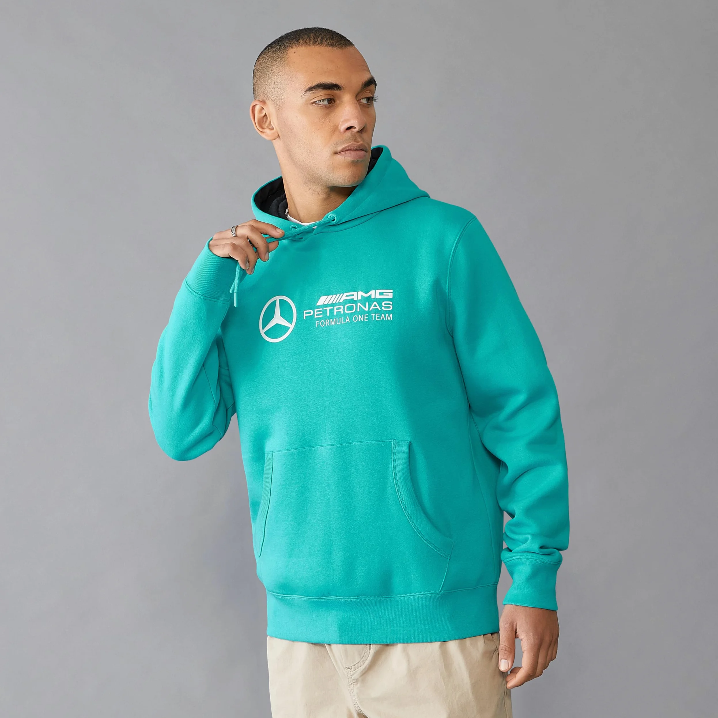 Mercedes AMG Petronas Sudadera con Capucha de Hombre F1 con Gran Logotipo del Equipo en 3D - Azul ultramarino - Tamaño: M