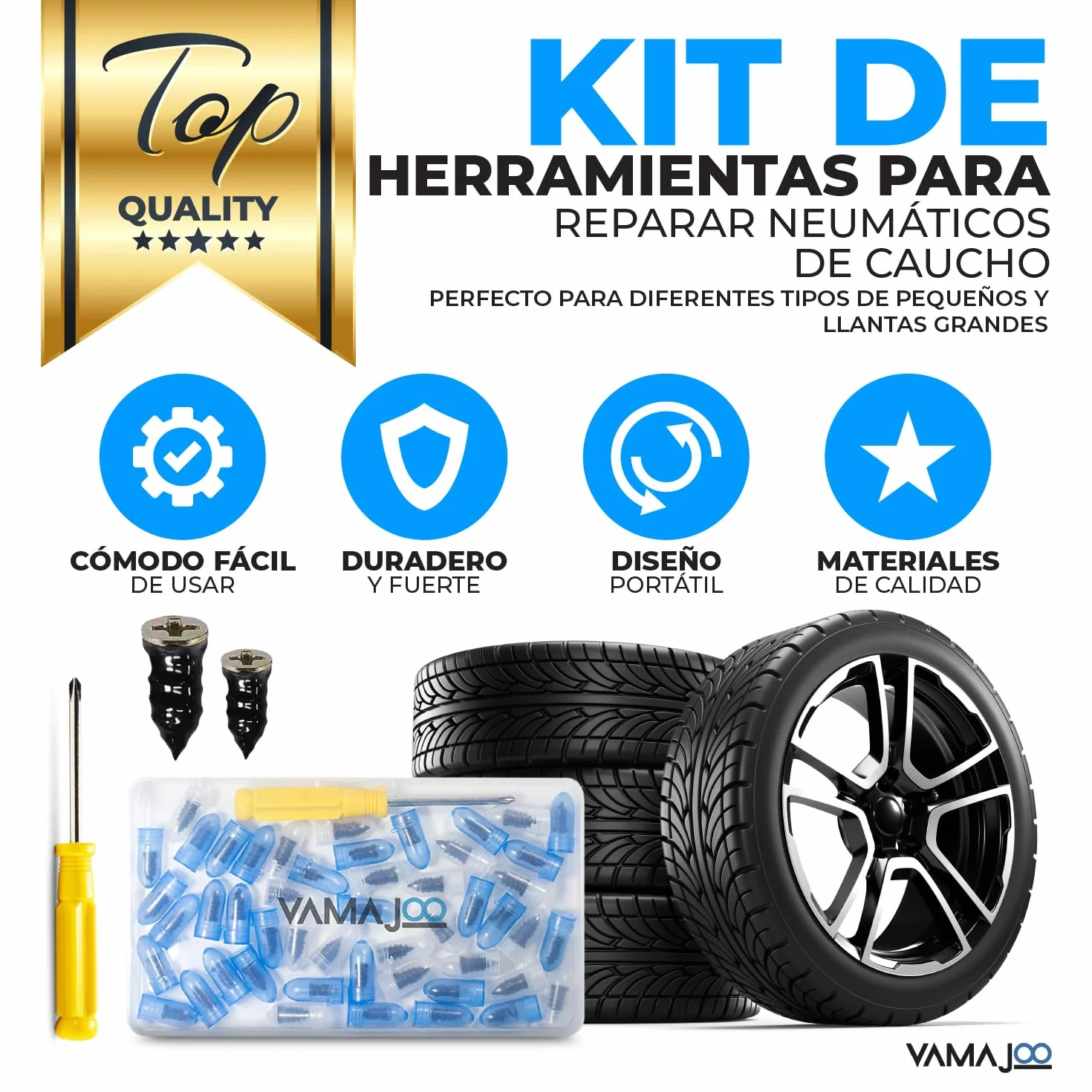Tornillos para Pinchazos Neumaticos - Kit Repara Pinchazos Coche 70Pcs - Kit Antipinchazos Coche + Destornillador - Reparador Pinchazos Coche - Kit Repara Pinchazos Moto(35S)+(35L)