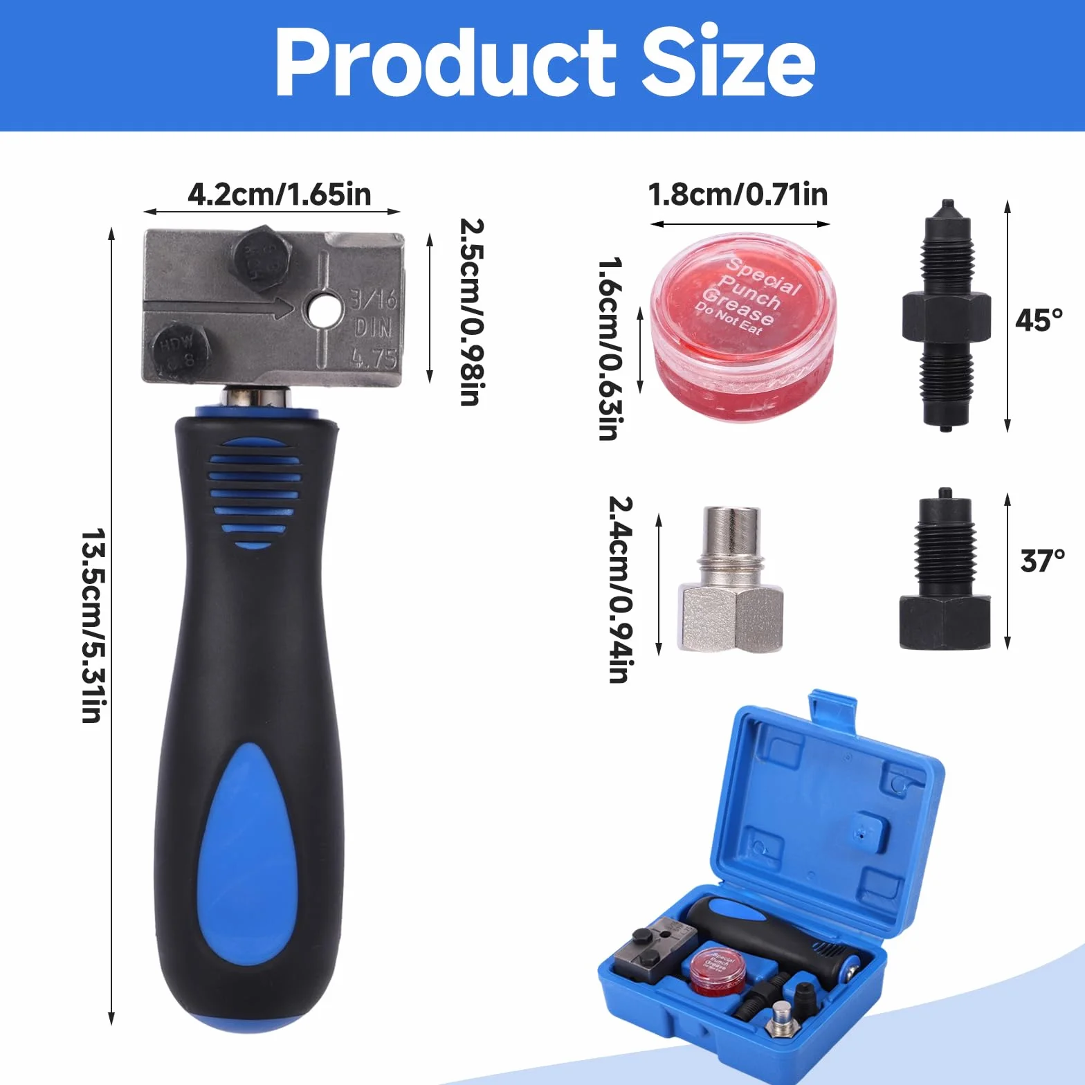 Herramienta de Abocardado, para Líneas de Freno 4,75 mm, Abocardador de Tubos de Freno Manual para DIN e ISO Doble Abocardado, Dispositivo para Tubos de Acero y Cobre en Taller