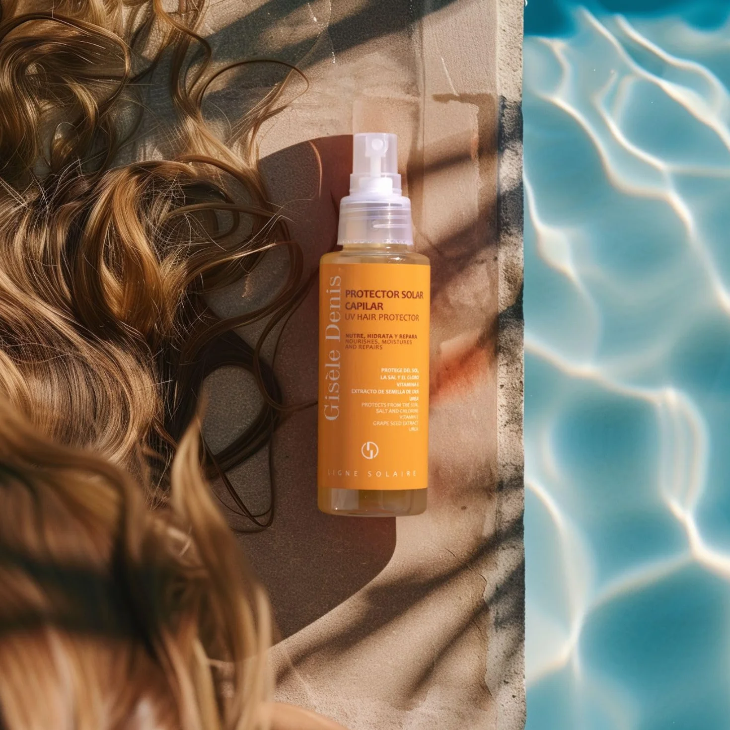GISÈLE DENIS Protector Solar Térmico Capilar 100 ml Spray para Pelo Liso y Rizado con Vitamina E y Semilla de Uva