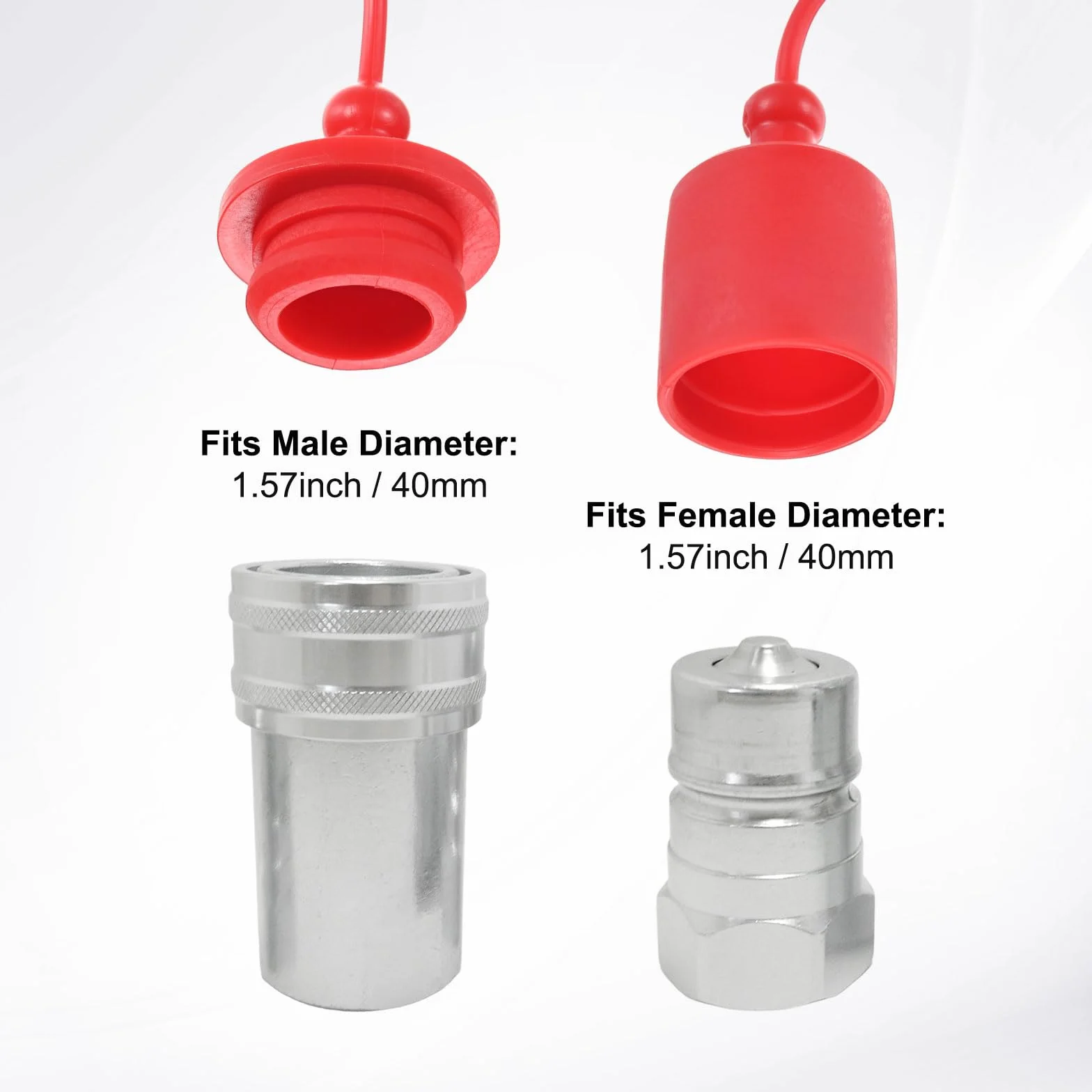 M METERXITY 2 Juegos De Tapa De Polvo Para Acoplador Hidráulico 1" ISO-B Cubiertas De PVC Con Anillo De Retención Tapones Para Conexiones Rápidas [Rojo]