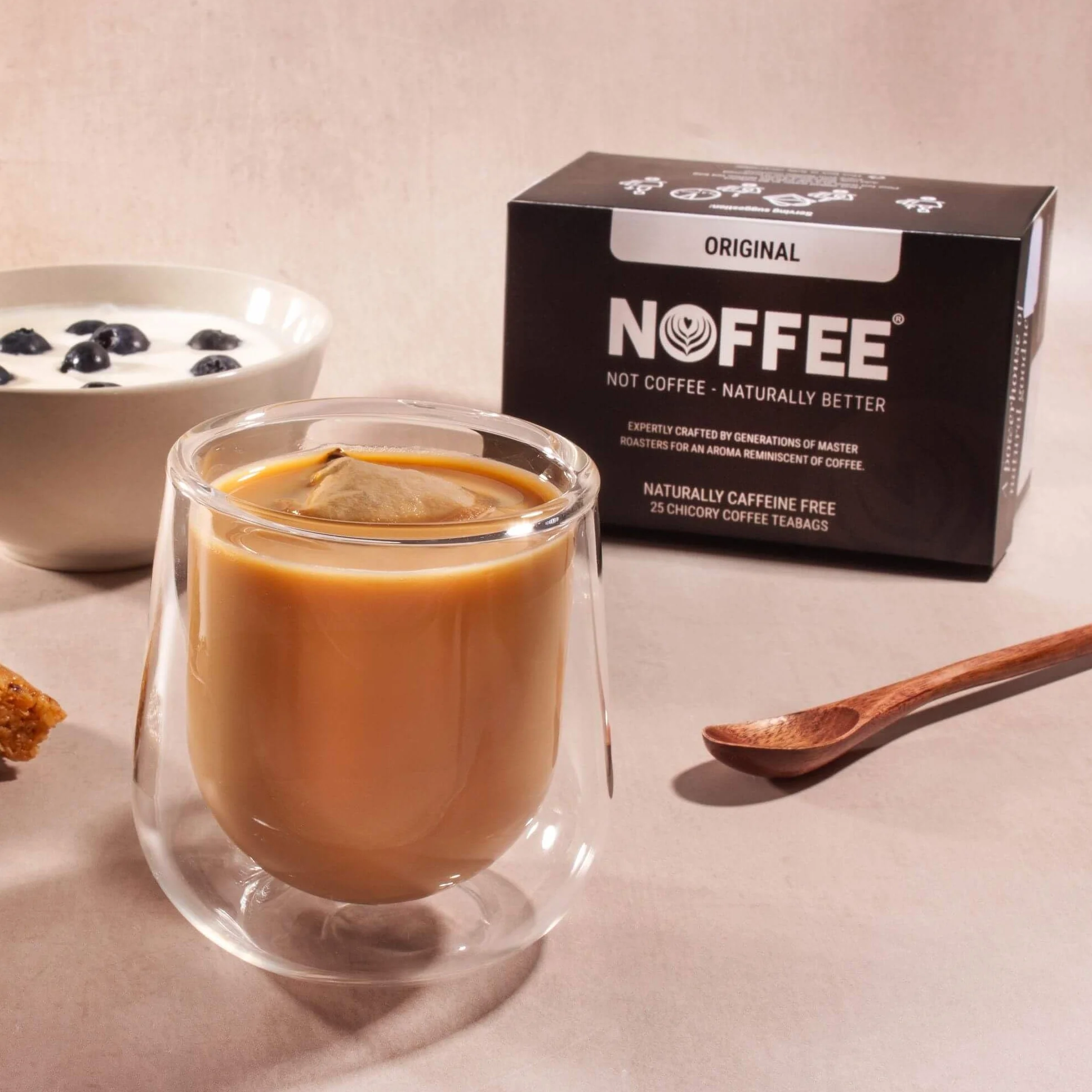 Noffee Sustituto de café sin cafeína 25 bolsitas de té de hierbas achicoria tostado sabor intenso
