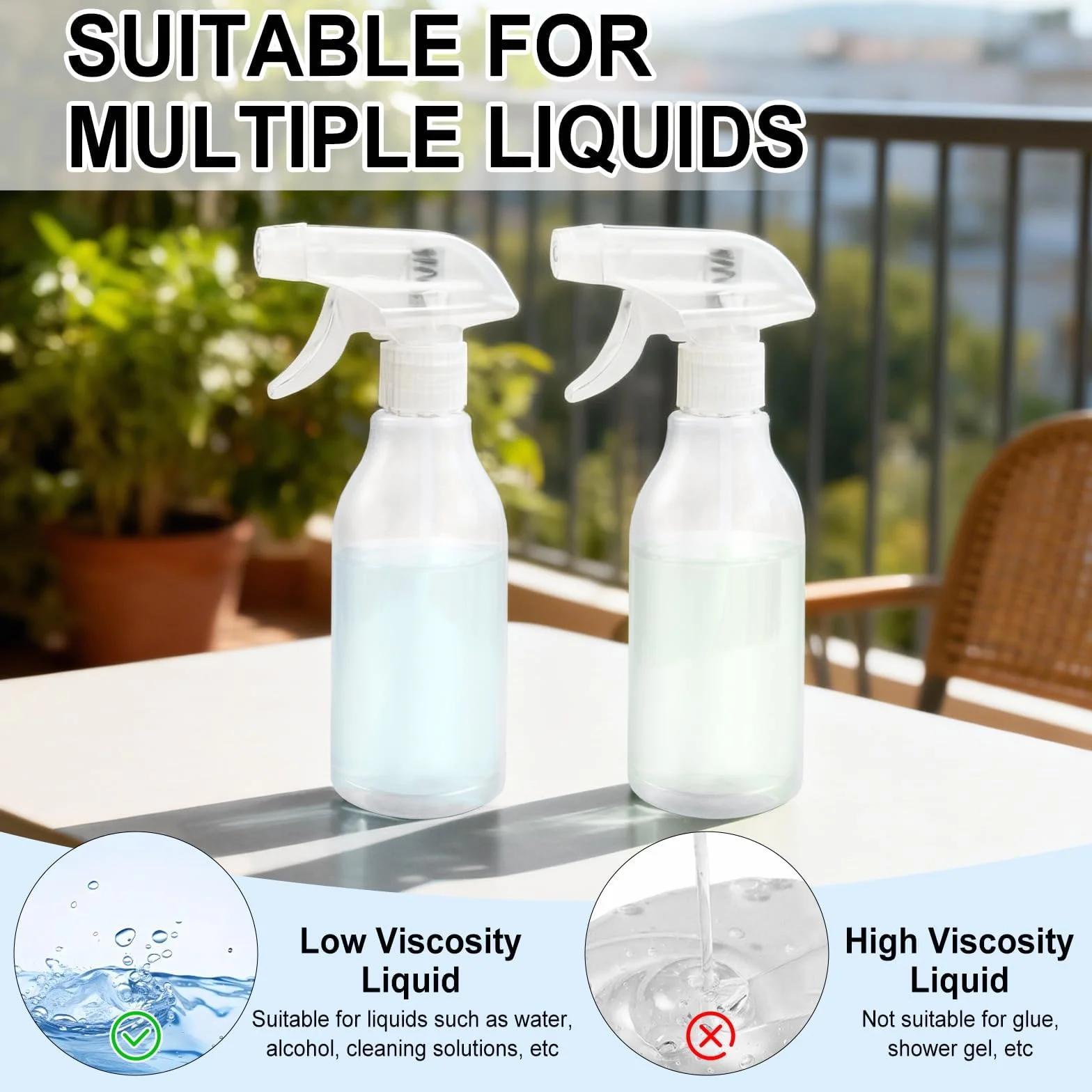 Bote Spray 300ml Pack de 2 Botellas, Pulverizador con Boquilla Regulable para Plantas y Limpieza
