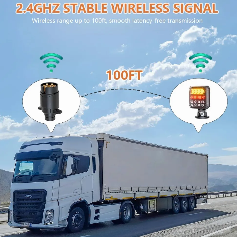 Luces LED Traseras Magnéticas Solares Recargables Bluetooth 12V/24V para Remolque,IP66 Impermeabl, Funcionamiento 20+ Horas, Pilotos Traseros Remolque Compatible con Caravanas, Camiones y Tractores | Enchufe de 7 pines y USB-C, IPX6, luces traseras LED im