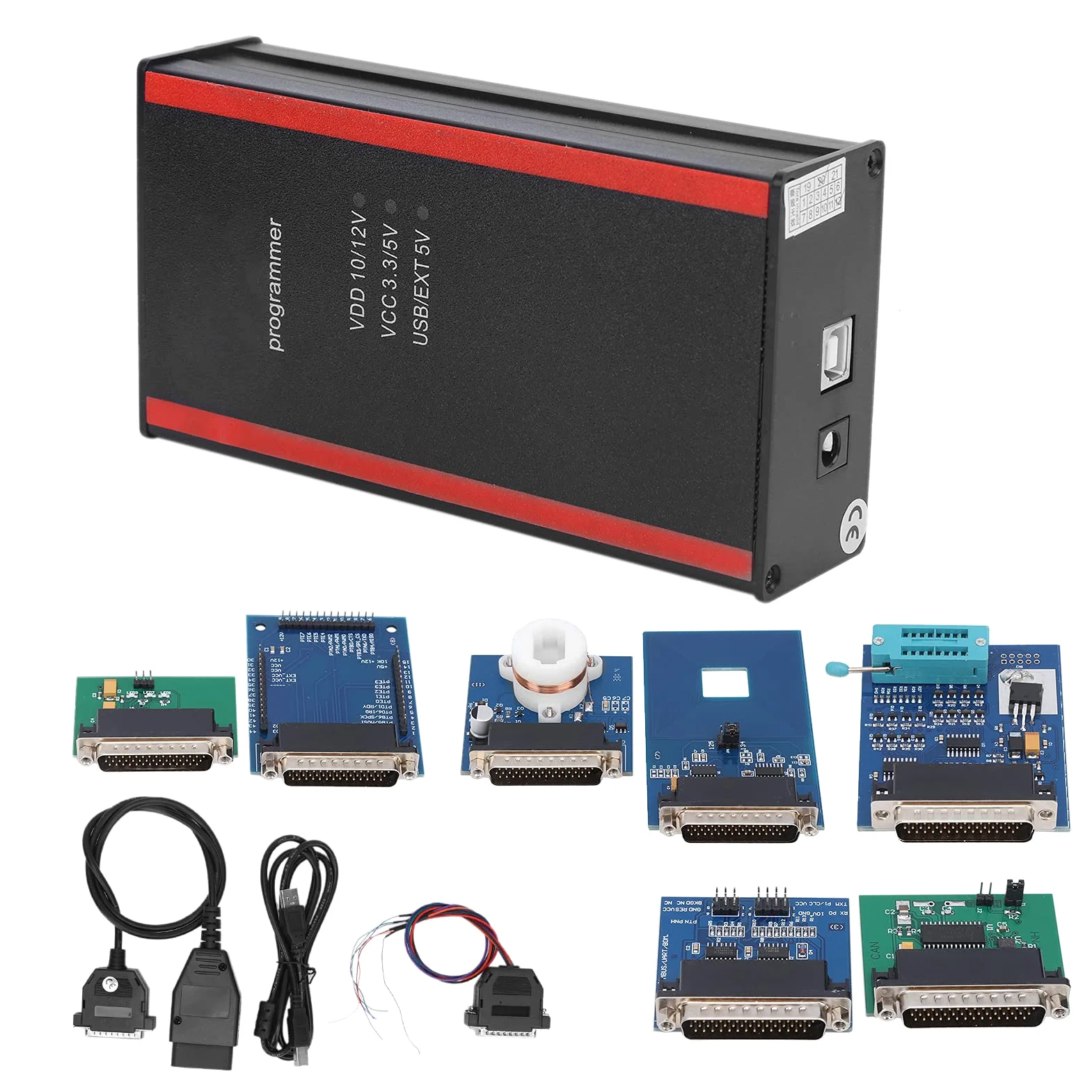 Escáner de Lector de código de automóvil, Kit de Programador de Llave de automóvil Profesional de 12 Piezas, escáner de automóvil Multifuncional con adaptadores completos