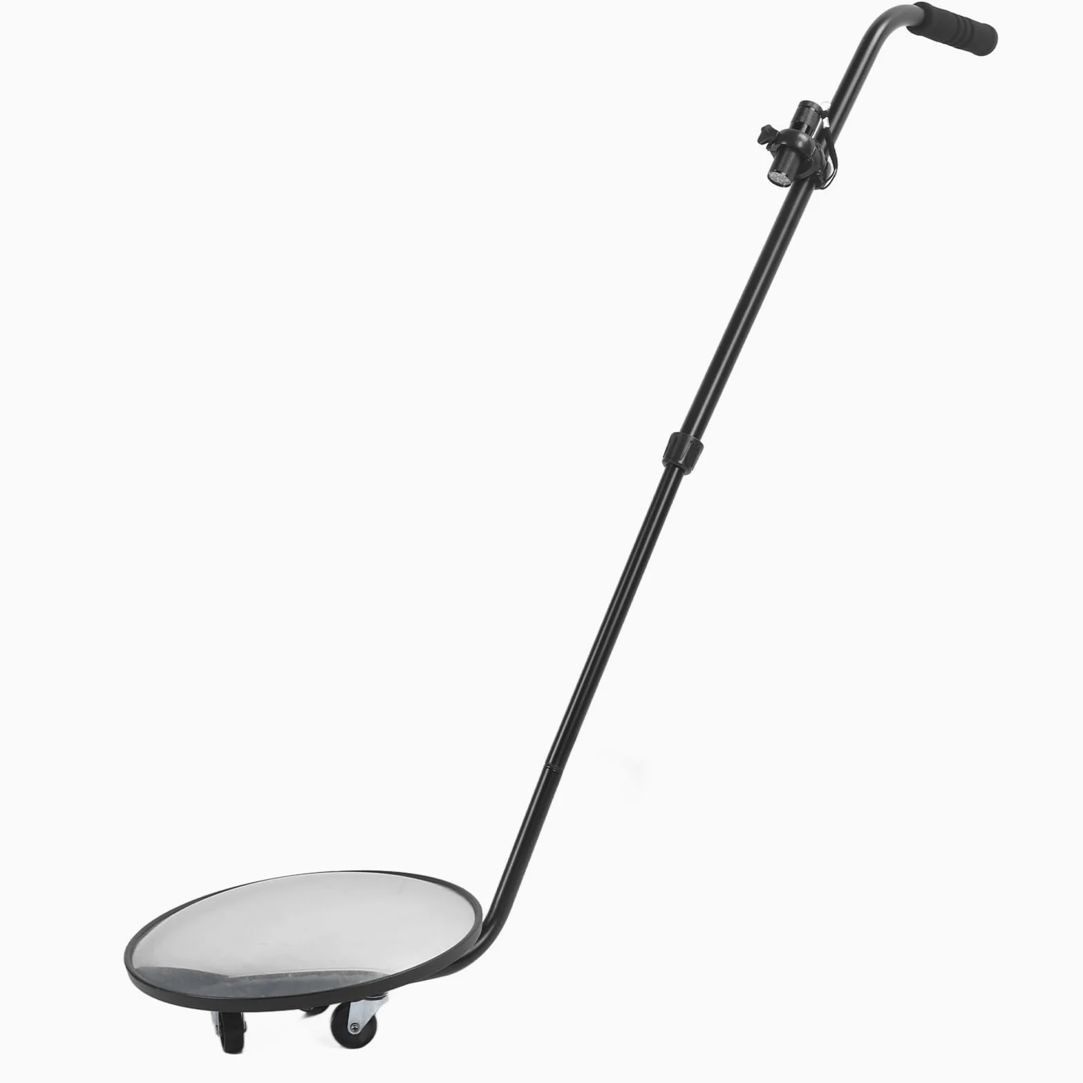 Espejo de Inspección Bajo el Vehículo, Mango Telescópico Ángulo Ajustable 30cm Diámetro Espejo de Seguridad 9 Luces Espejo de Inspección de Mano para Coches, Camiones