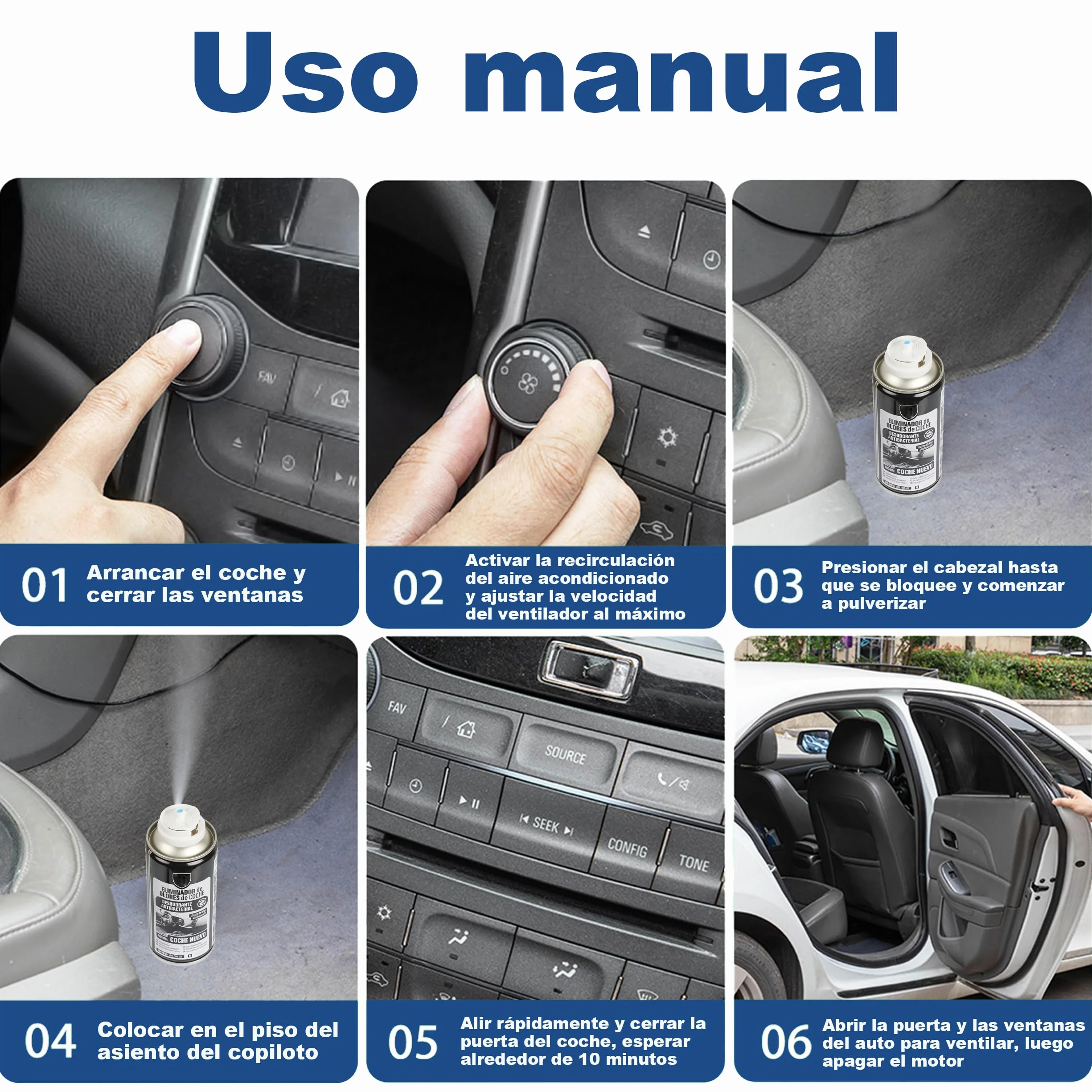 Eliminador de Olores para Coche 150ml – Desodorante Antibacterial de Descarga Única, Elimina Humedad y Olores – Ambientador Rápido para Climatizador y Habitáculo - Coche nuevo, 1 Unidad
