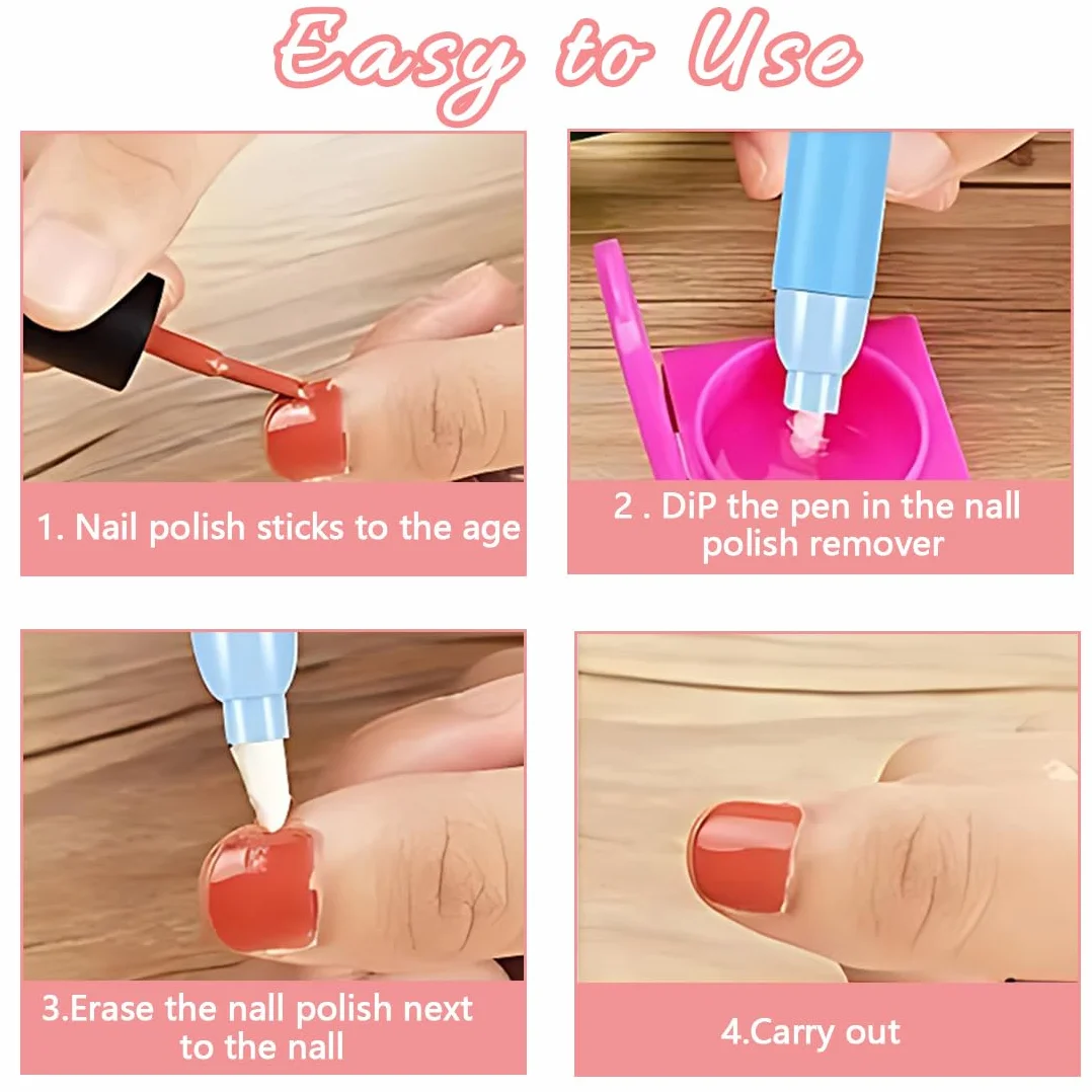 Lápiz corrector para uñas 4 unidades quita esmalte sin disolvente
