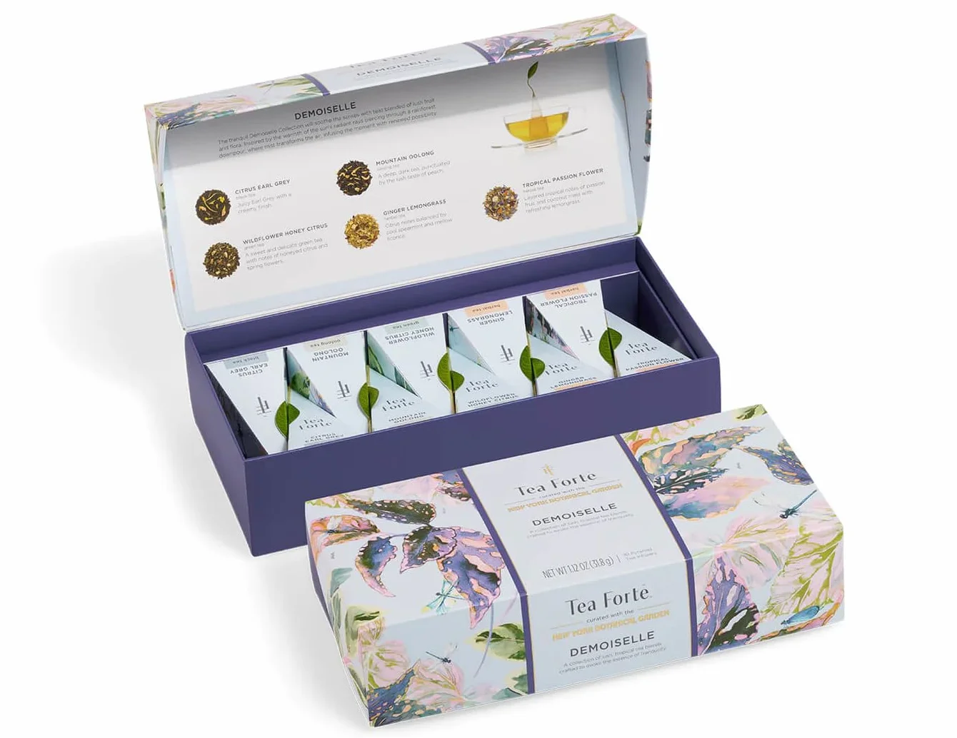 Tea Forte Demoiselle Premium Tea Petite Caja de Presentación, Juego de Regalo de Muestra de Té, 10 Unidades, Bolsas Infusoras Piramidales