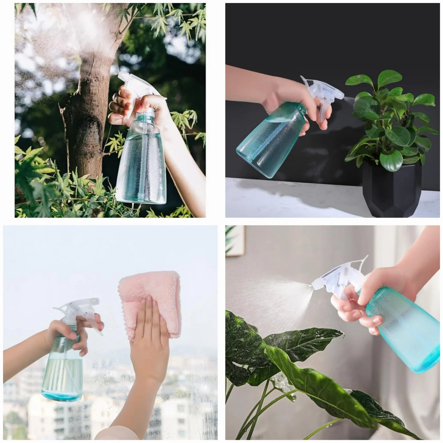 Alfven Pulverizadoras de Agua 500 ml 3 Botellas Atomizador de Plástico Reutilizable Spray Transparente para Limpieza
