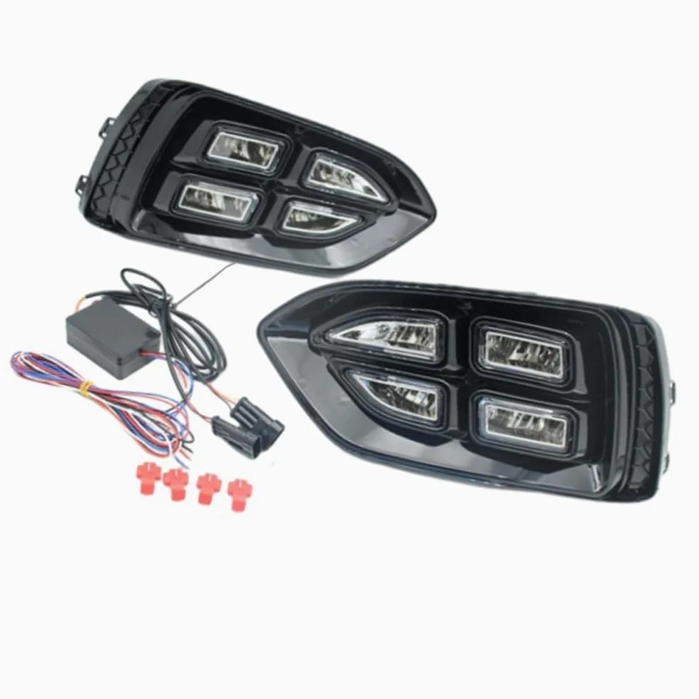 Riloer Luces diurnas LED color ámbar y blanco, faros antiniebla DRL, resistentes al agua, compatible con Hyundai Accent 2017-2018.